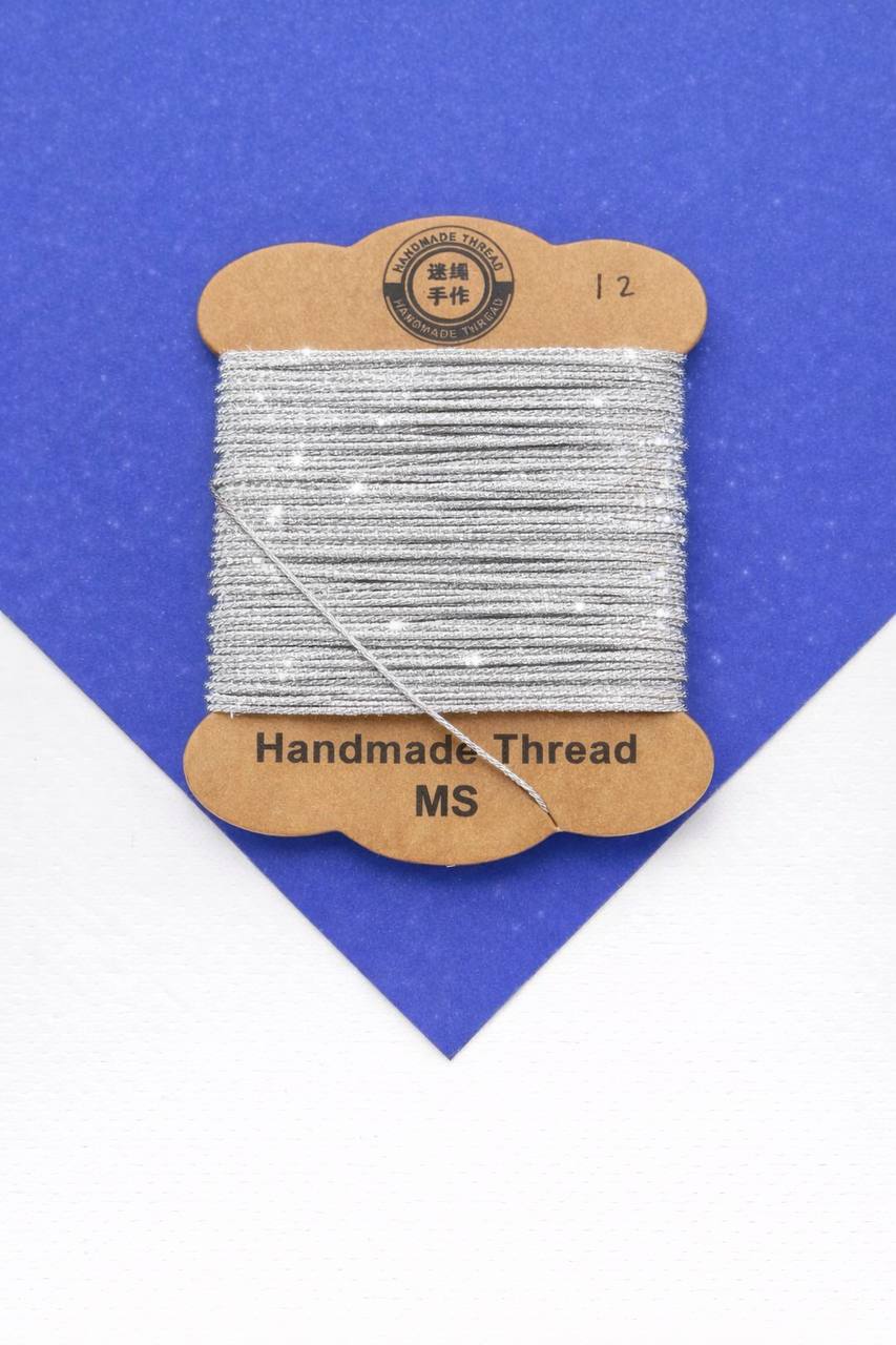 Нить для жемчуга и камней, 0,8мм, серебро металлик, люрекс, катушка 5м, Ц086