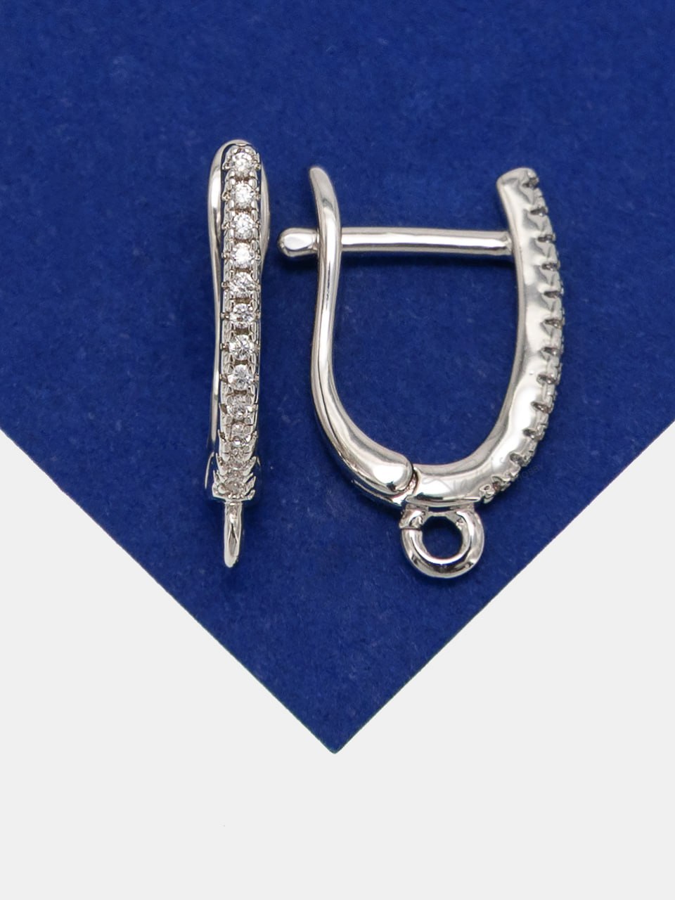 Швензы с фианитами английский замок, родий, 129