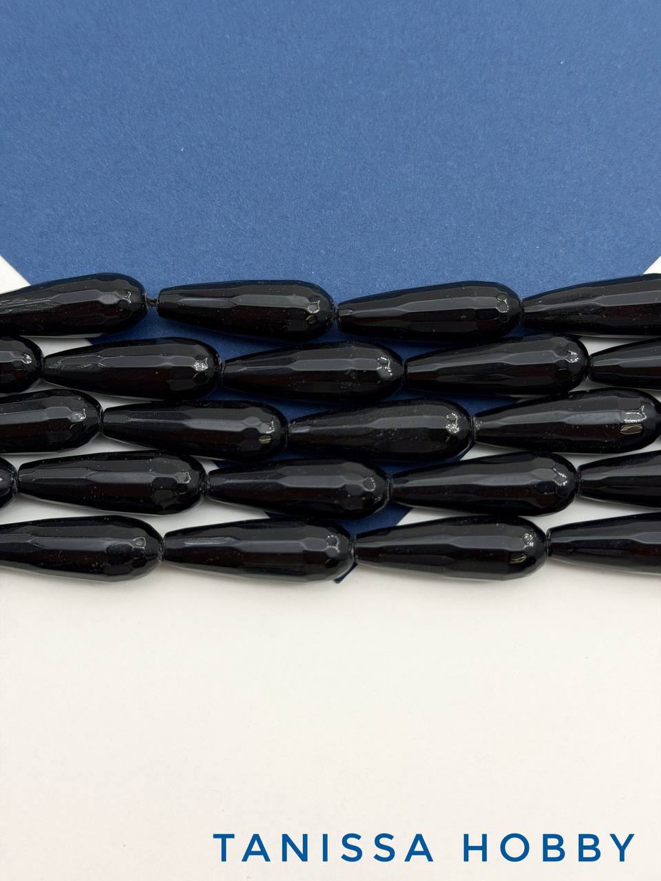 Черный агат огранка, бусина капля, 29х10мм, штука, Б297