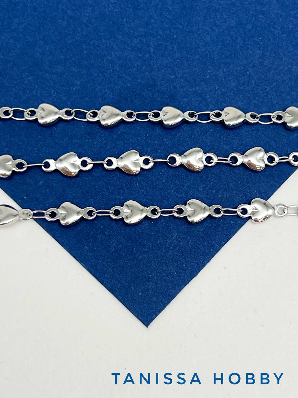 Цепочка сердца, 4мм, 50см, сталь, СН041