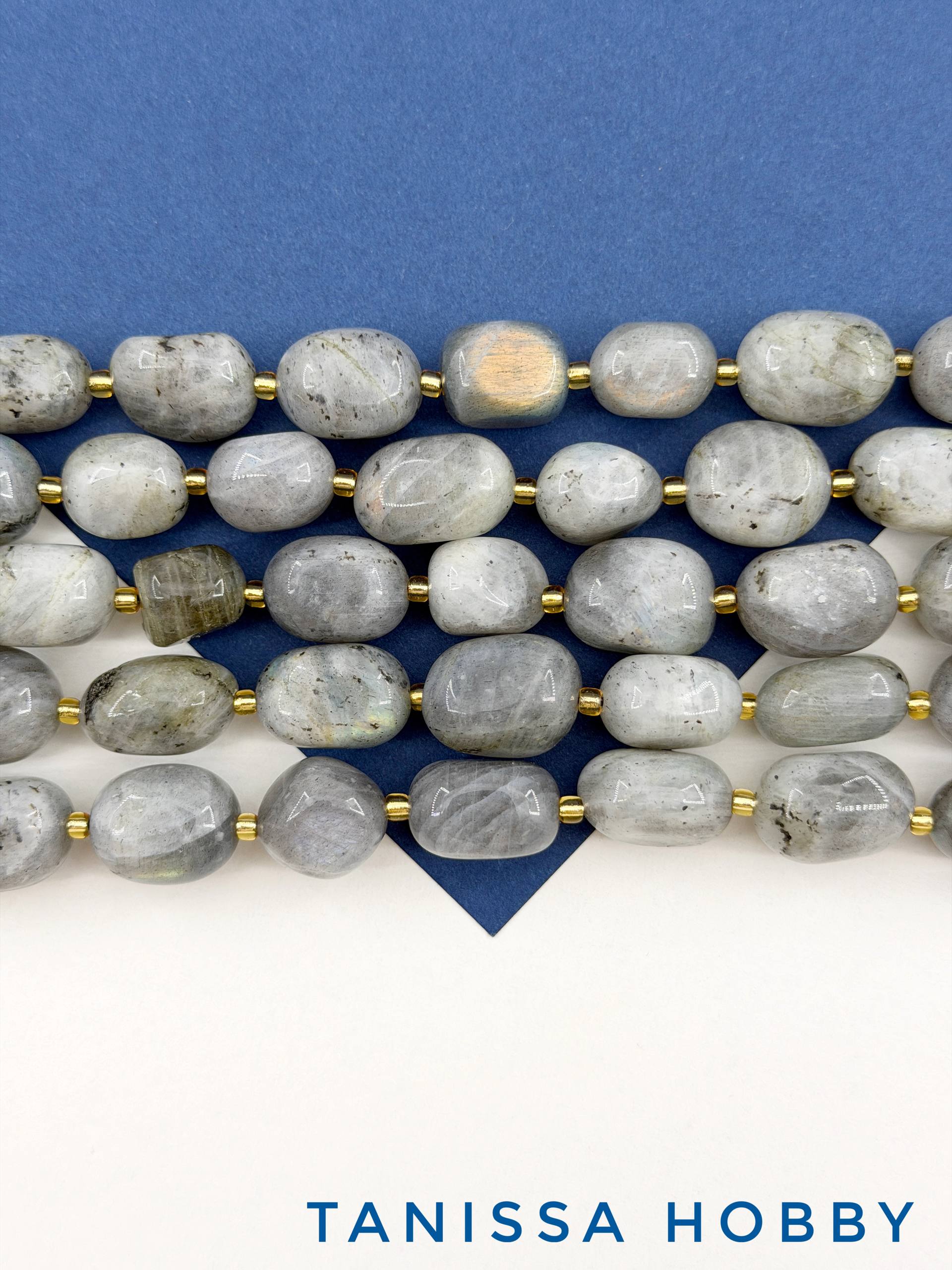 Лабрадорит, галтовка, 13-16мм, 1/2 нити (19см), Б180