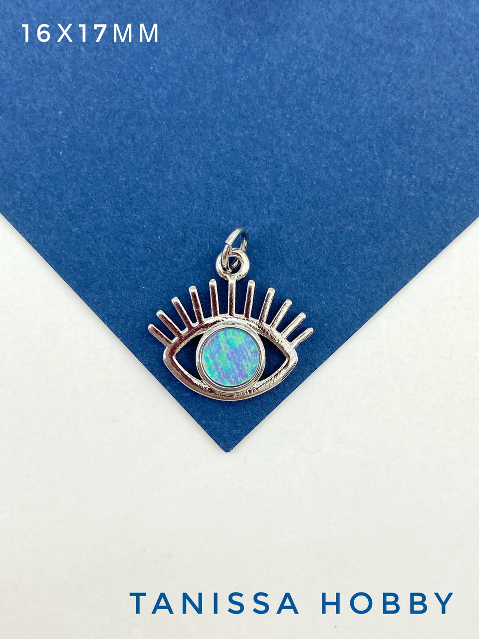 Подвеска глаз опал, 16х17мм, родий, Ю504