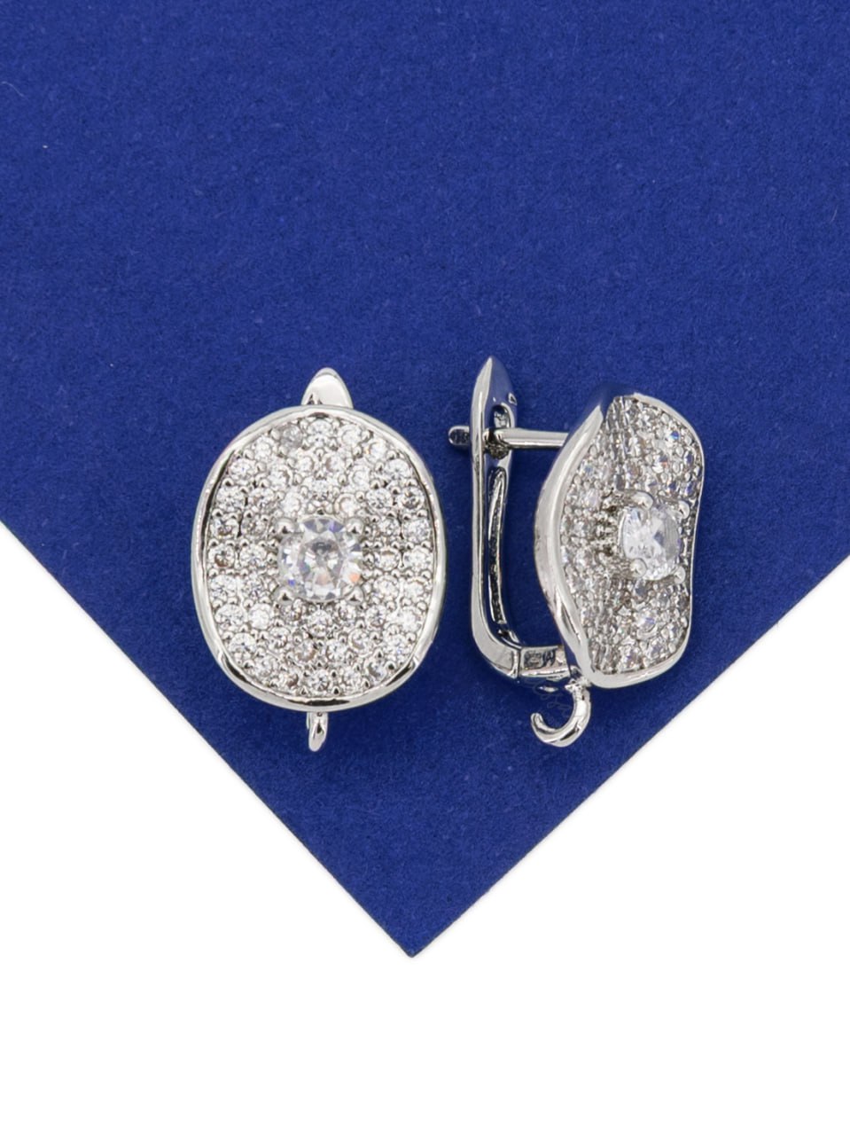 Швензы с фианитами, английский замок, родий, ШВ205