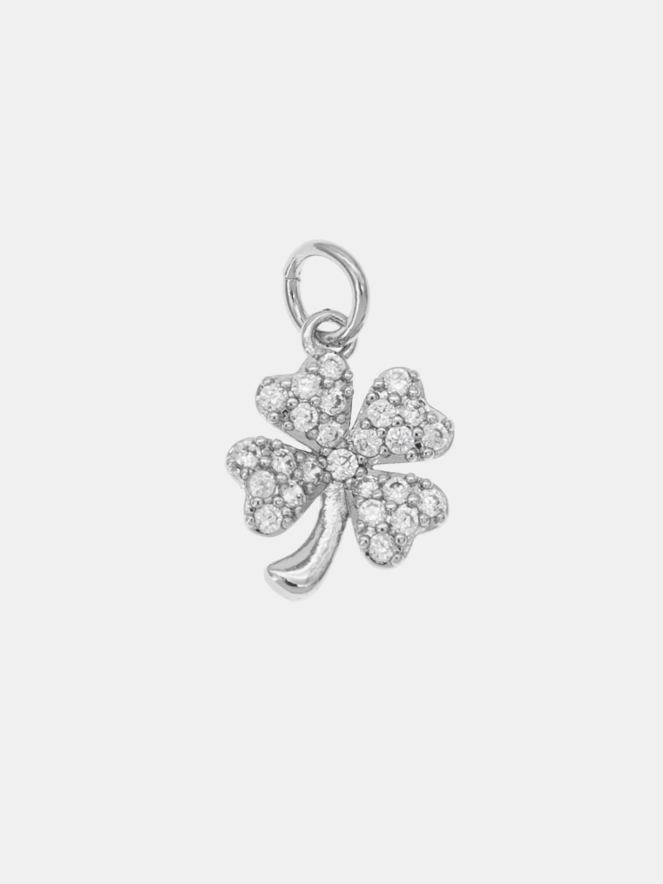 Подвеска клевер с фианитами, 11мм, родий, Ю701