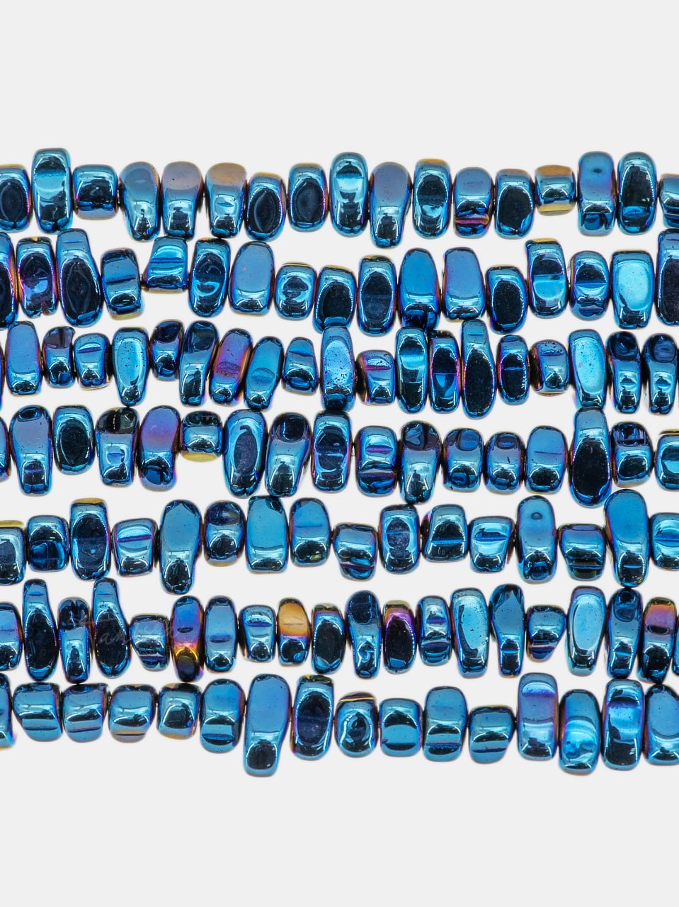 Гематин гематит крошка галтовка фриформ, 5-10 мм, синий, нить, ГТ150