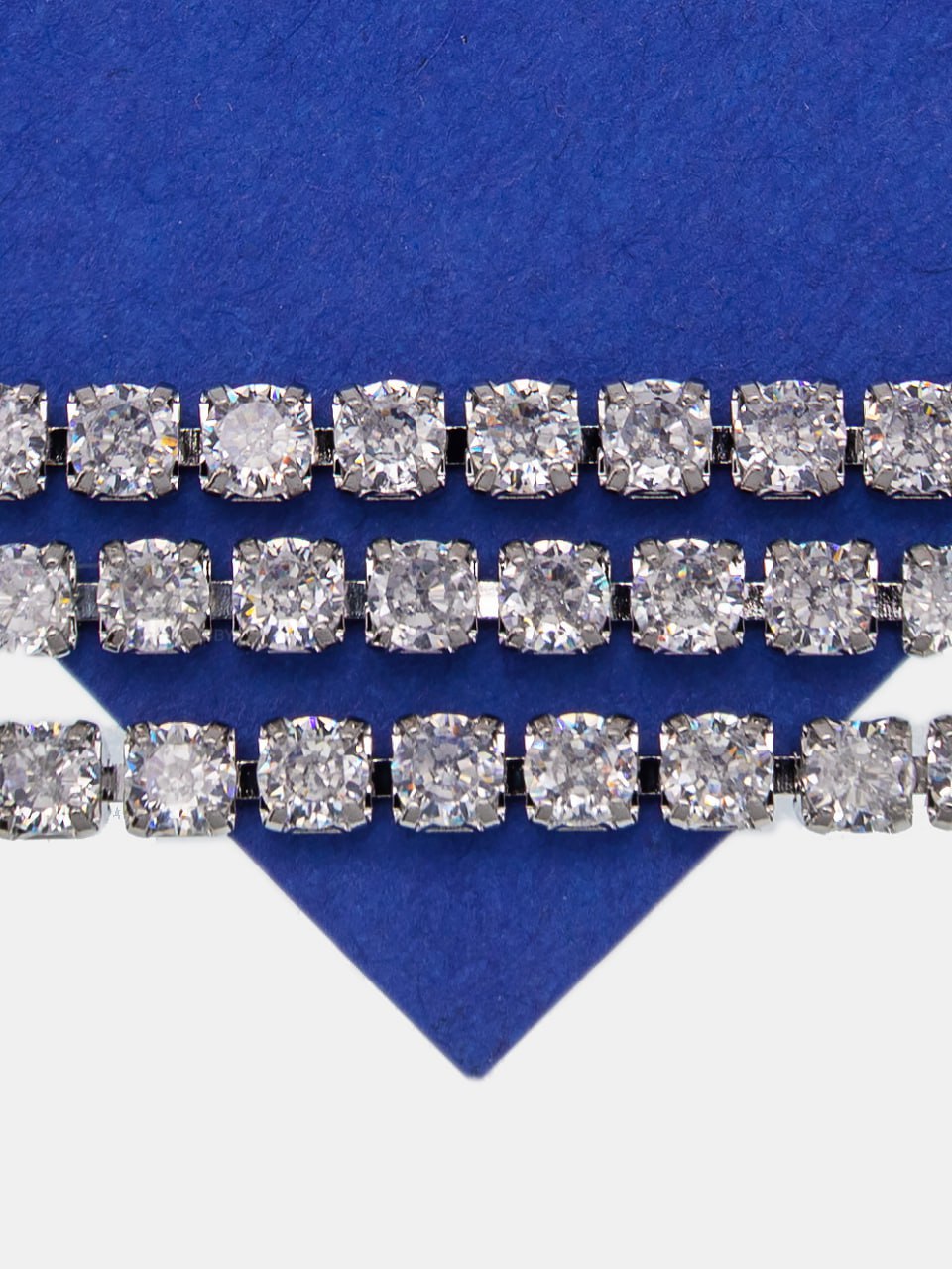 Стразовая лента цепочка, 3,5мм прозрачный, родий, 10см, СТ040