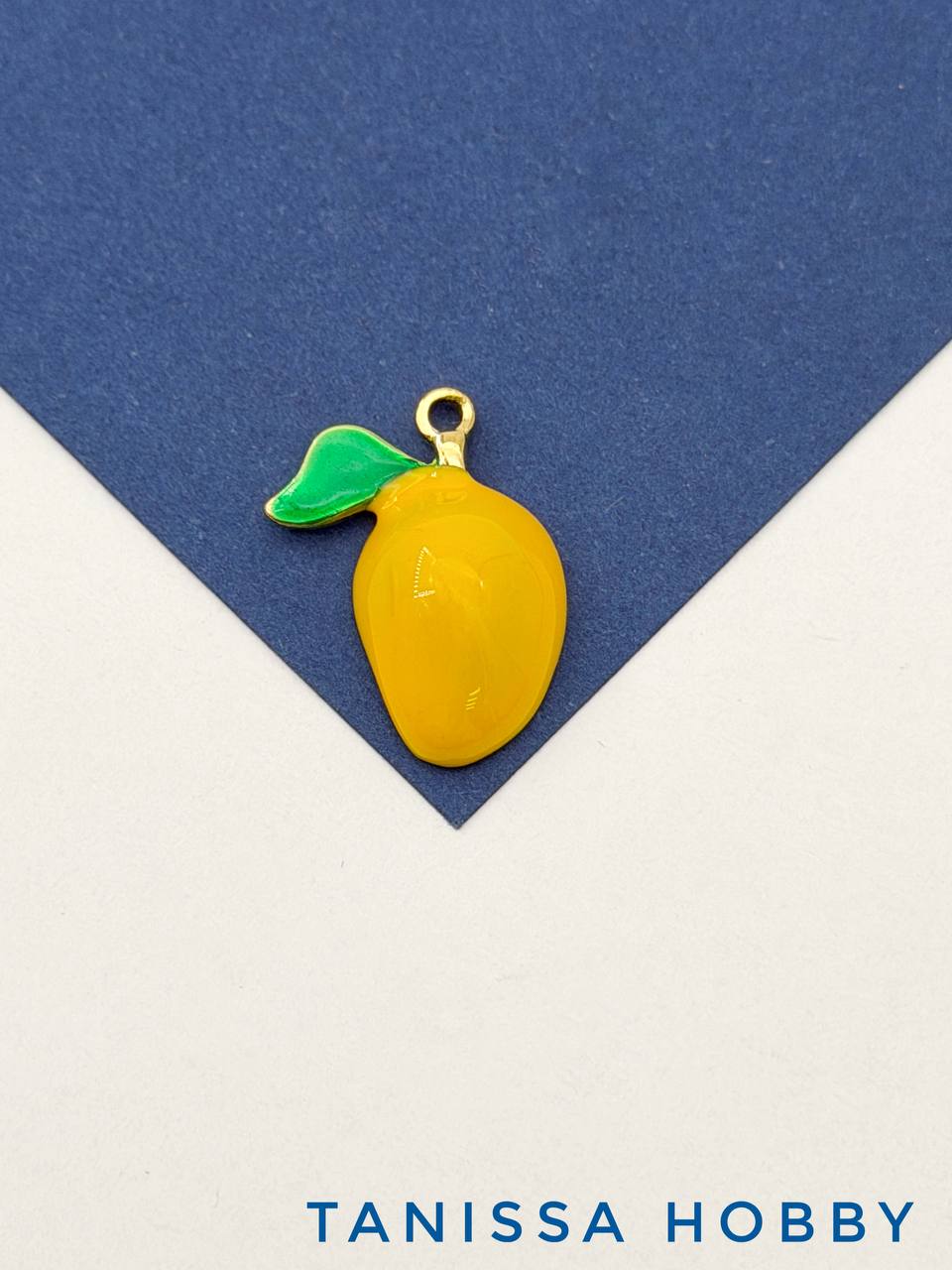 Подвеска фрукт манго, желтая эмаль, сталь, позолота, Ш521