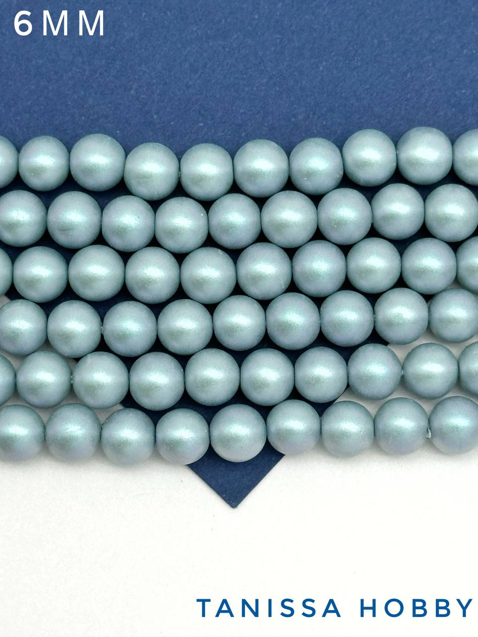 Жемчуг Майорка, голубой, Iridescent Light Blue, 6мм, нить, МА038