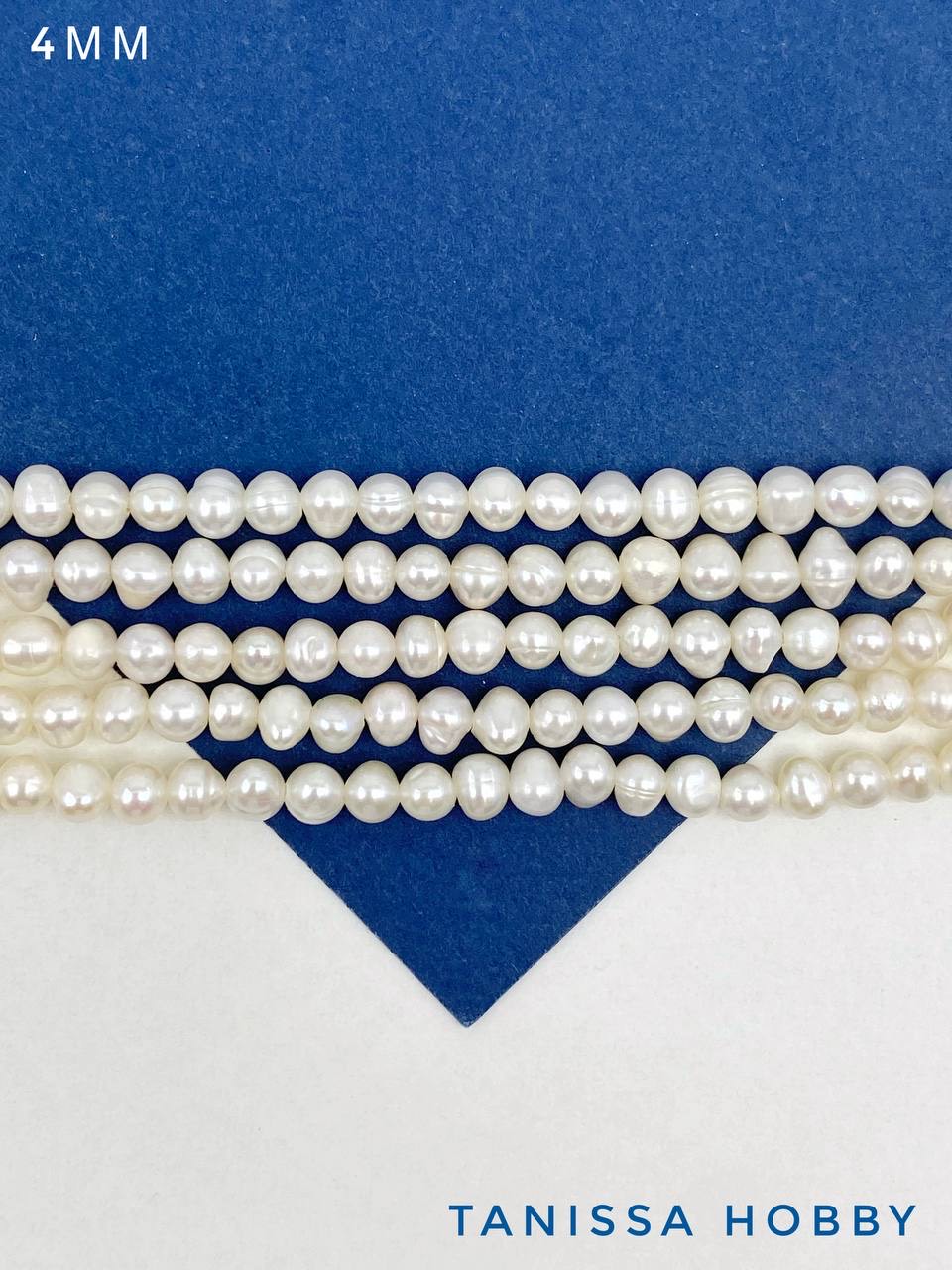 Жемчуг натуральный, круглый, яйцо, 4мм, А, (культивированный) нить, Ж182