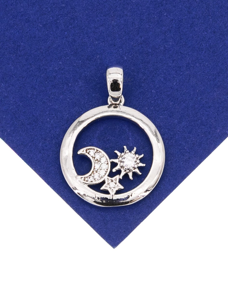 Подвеска космос - луна, солнце, звезда, родий, Д608