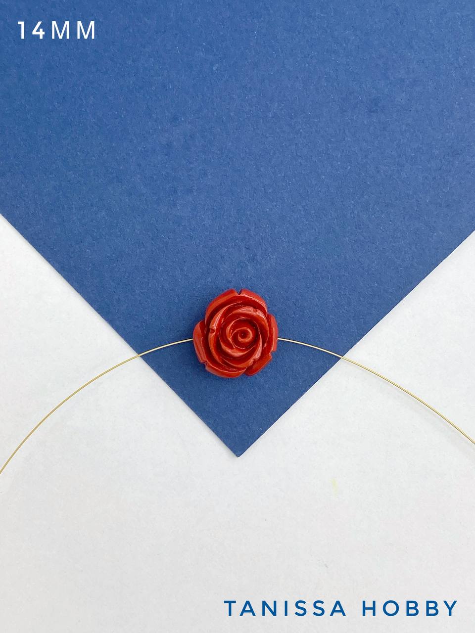 Бусина роза, 14мм, полимерная глина, красный, П277