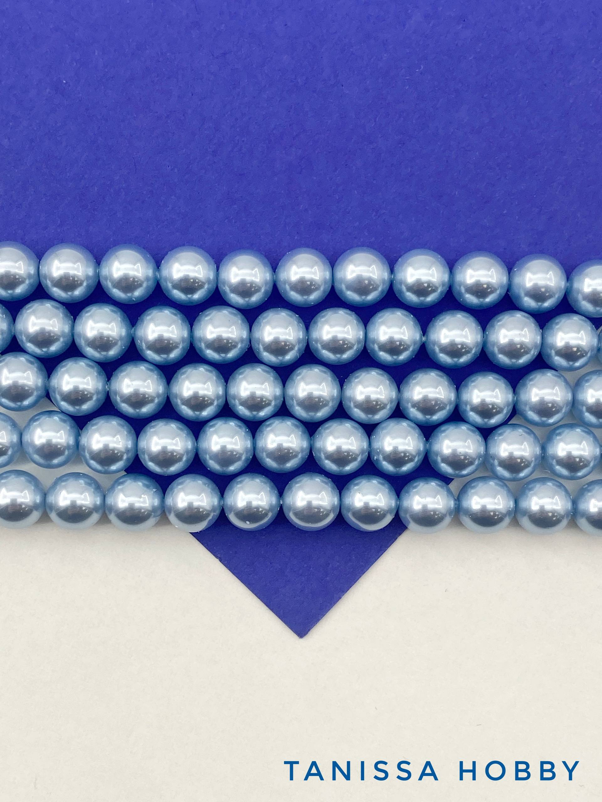 Жемчуг Майорка, голубой, Baby Blue, 8мм, нить, МА257