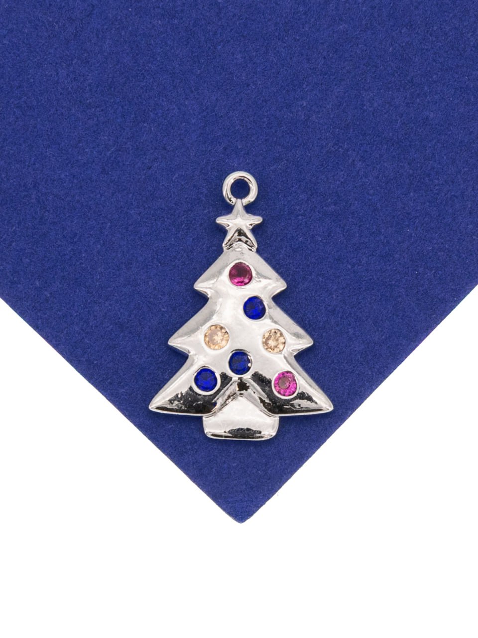 Подвеска елочка с цветными фианитами 22мм, родий, А803