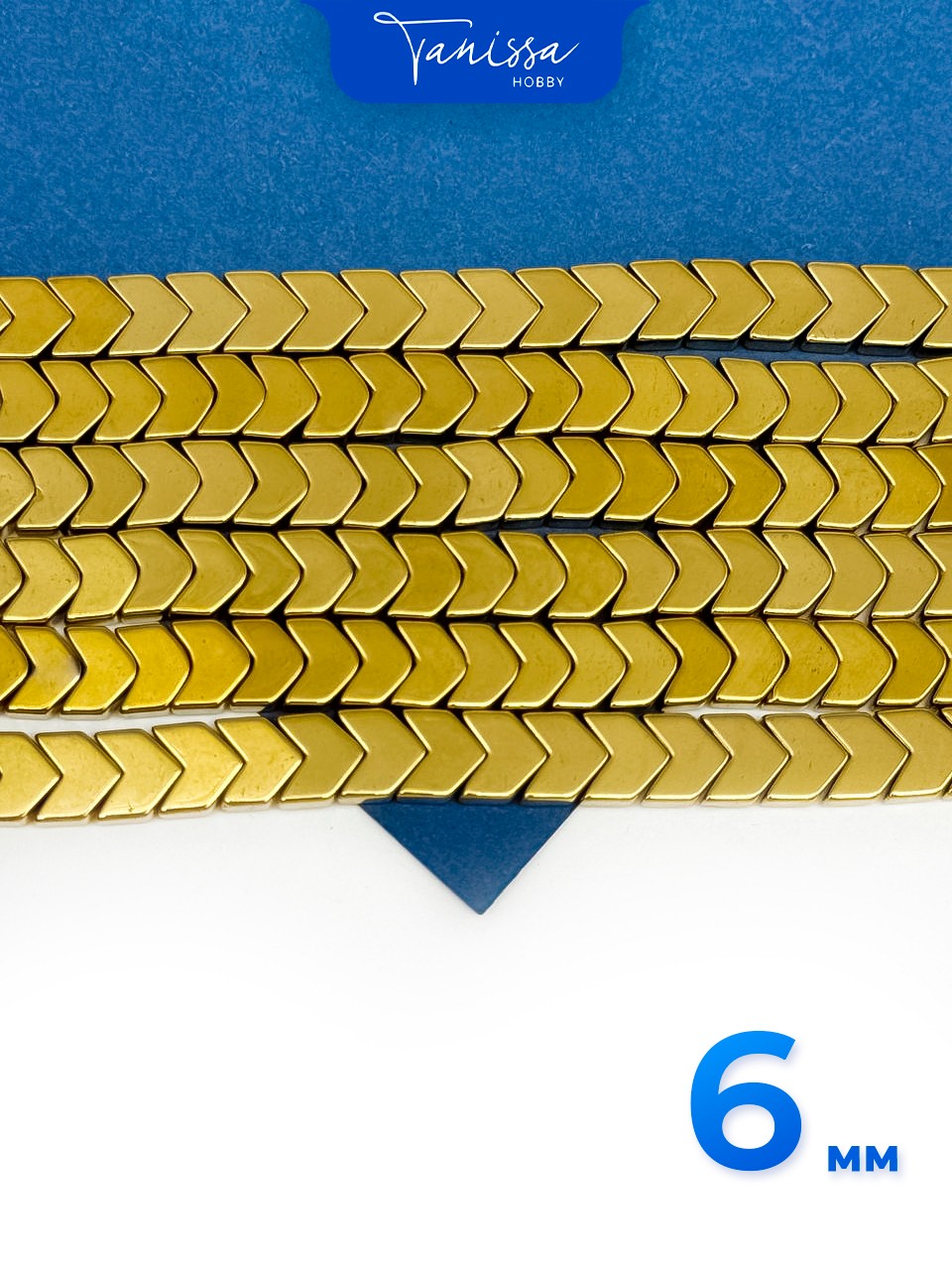 Бусина гематит, гематин, стрелка, 6мм, золото, 1/2 нити, ГТ038