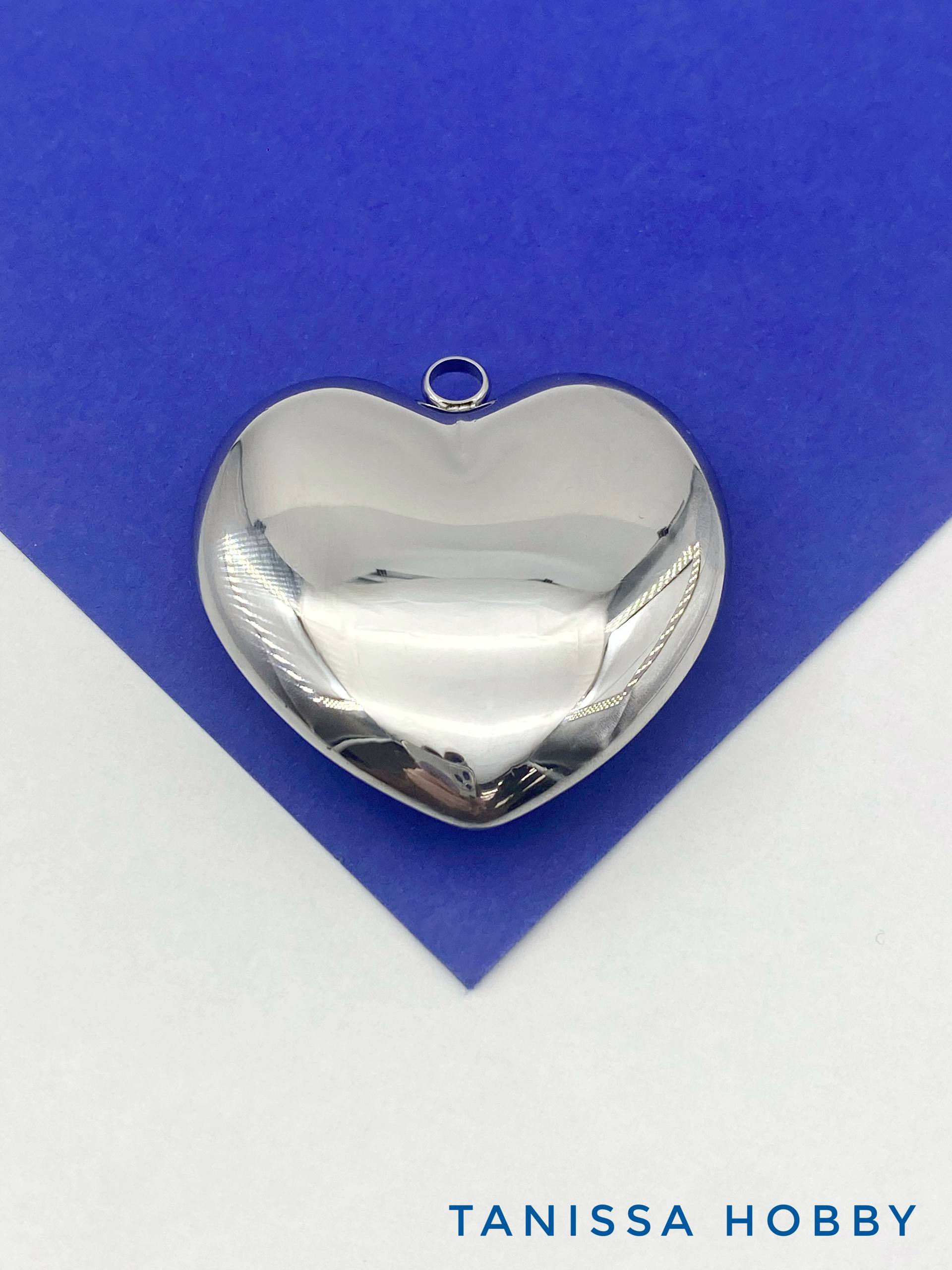 Подвеска объемное сердце, 50мм, сталь, С043