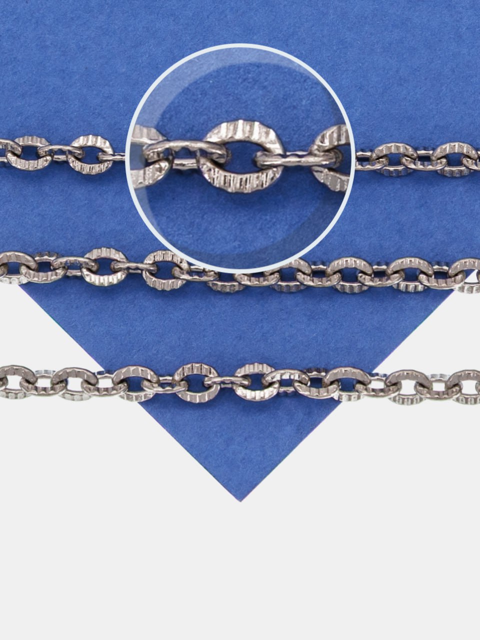 Цепочка якорная овалы огранка, 4х3,5мм, сталь, 50см, Ч842