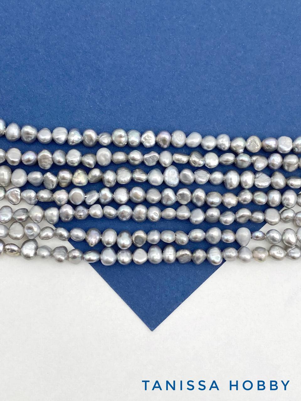 Жемчуг натуральный культивированный барочный плоский серый, 4мм, 4х5мм, АВ, нить, Ж192