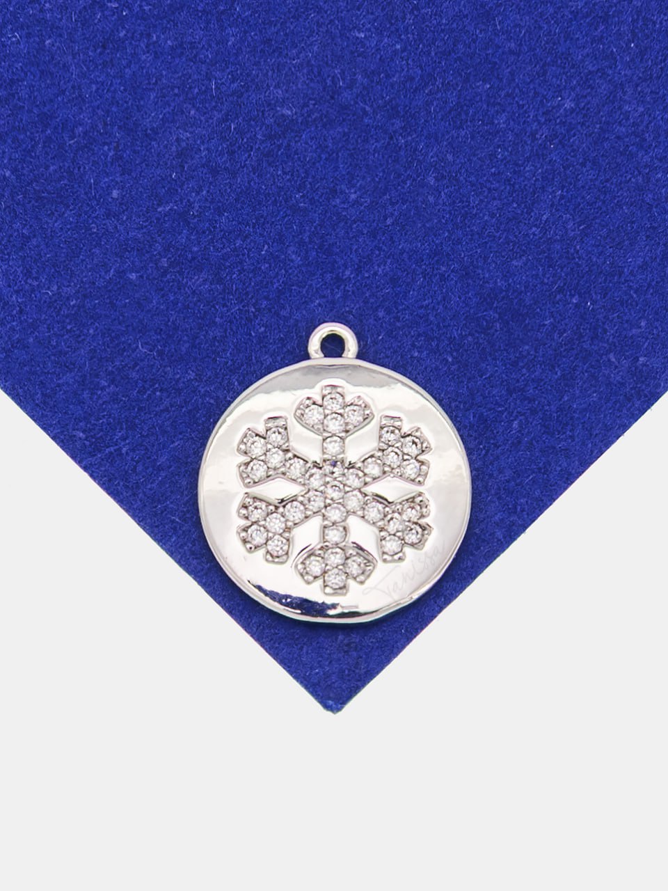 Подвеска снежинка с фианитами, 12мм, родий, А127