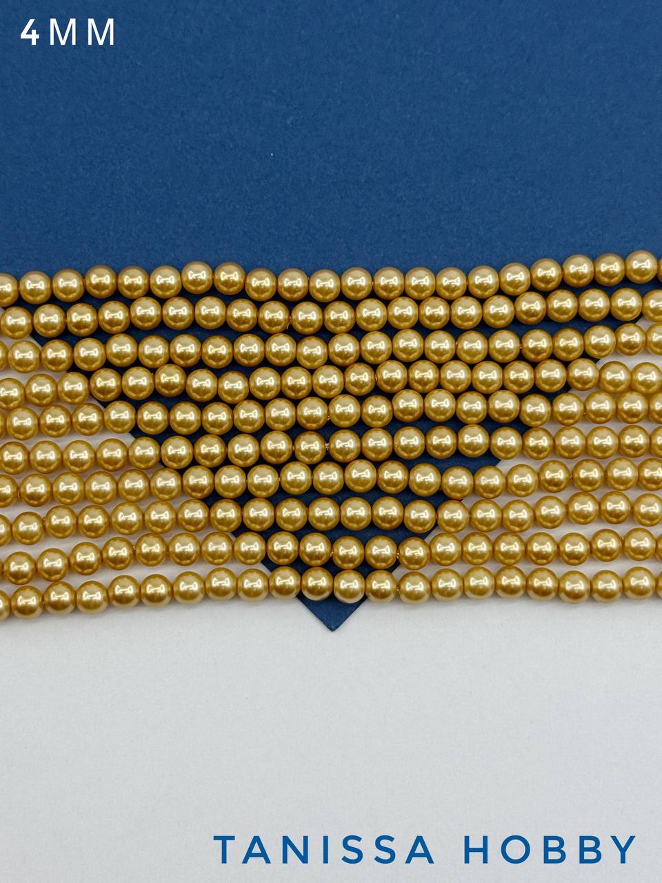 Жемчуг Майорка, золото, Gold, 4мм, нить, МА224