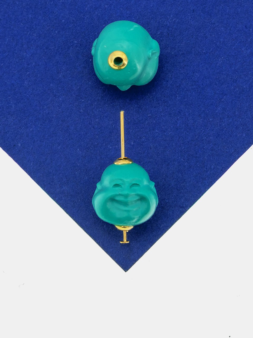 Бусина Мудрец, натуральная бирюза, 11х10мм, позолота, Б048