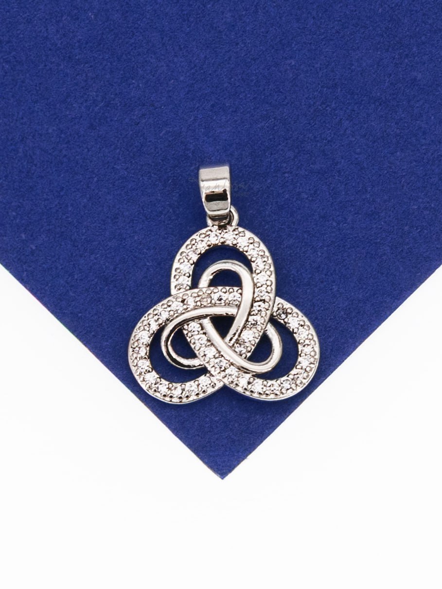 Подвеска трикветр с фианитами, 15мм, родий, Д702