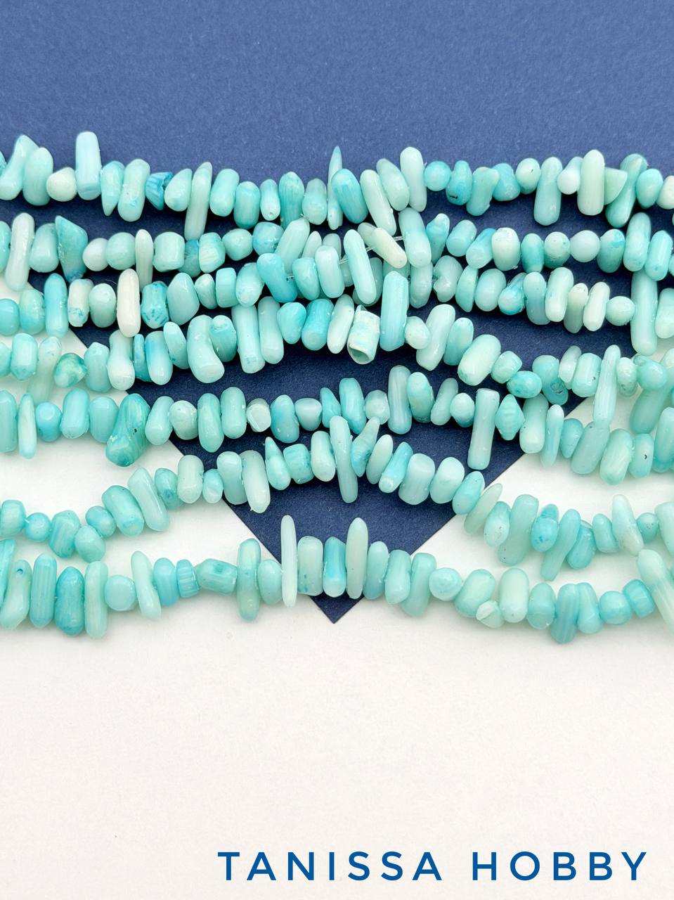 Коралловые бусины коралл иголки, бирюзовый голубой, 5-7мм, 1/2 нити, ПМ062