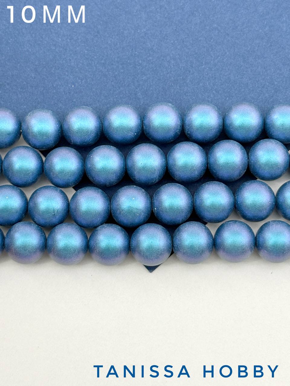 Жемчуг Майорка, синий, Iridescent Matte Blue, 10мм, нить, МА084