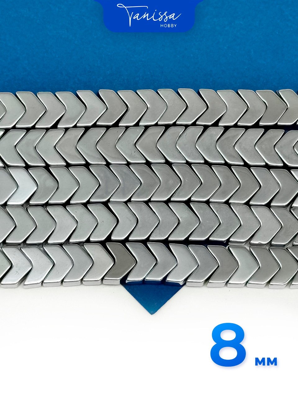 Бусина гематит, гематин, стрелка, 8мм, 1/2 нити, ГТ039