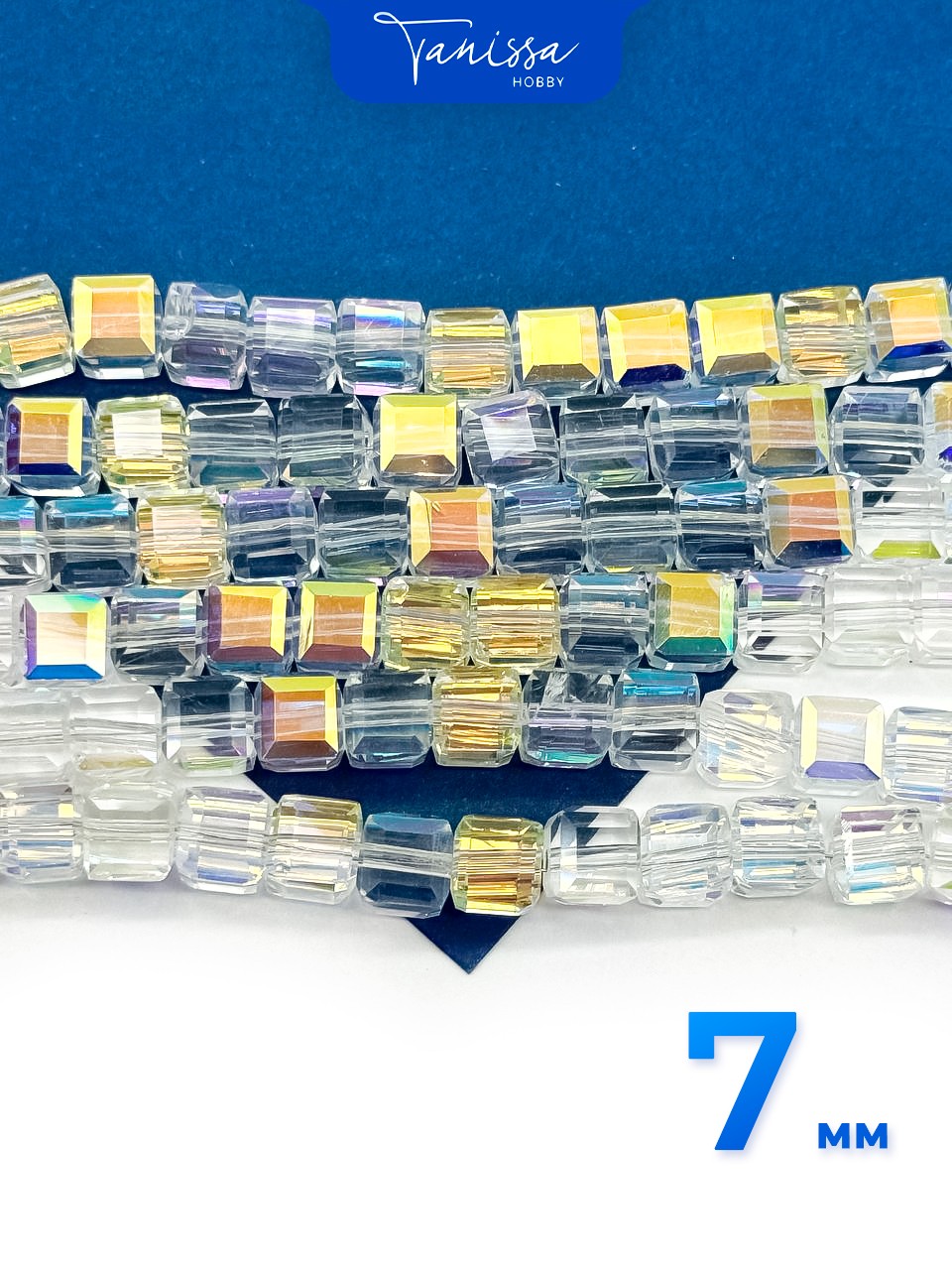 Хрусталь Куб, квадратный, прозрачный 2АВ, 7мм, 10 штук, Х381