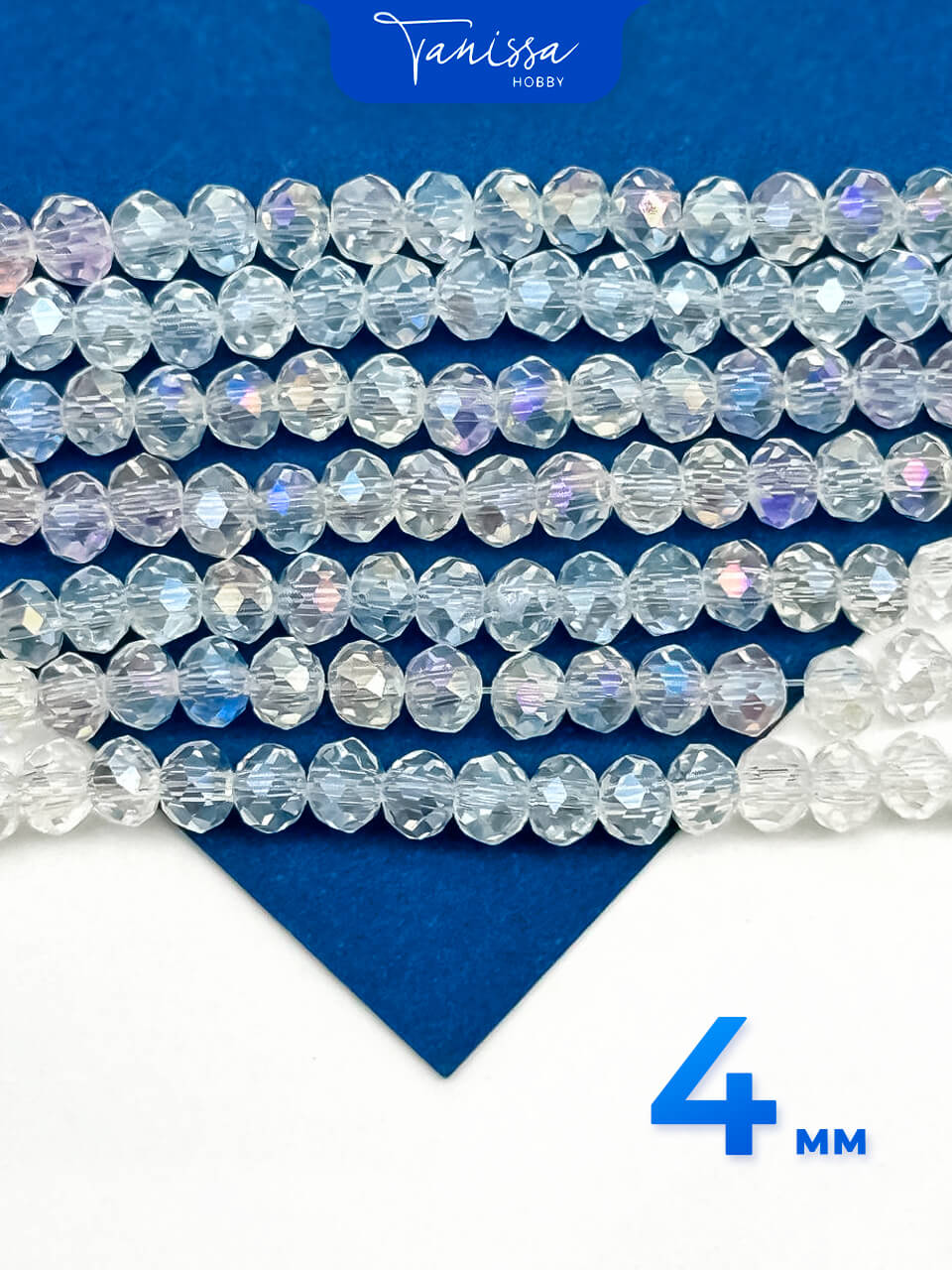 Хрусталь Рондели 4мм, прозрачный АВ, нить. Х017