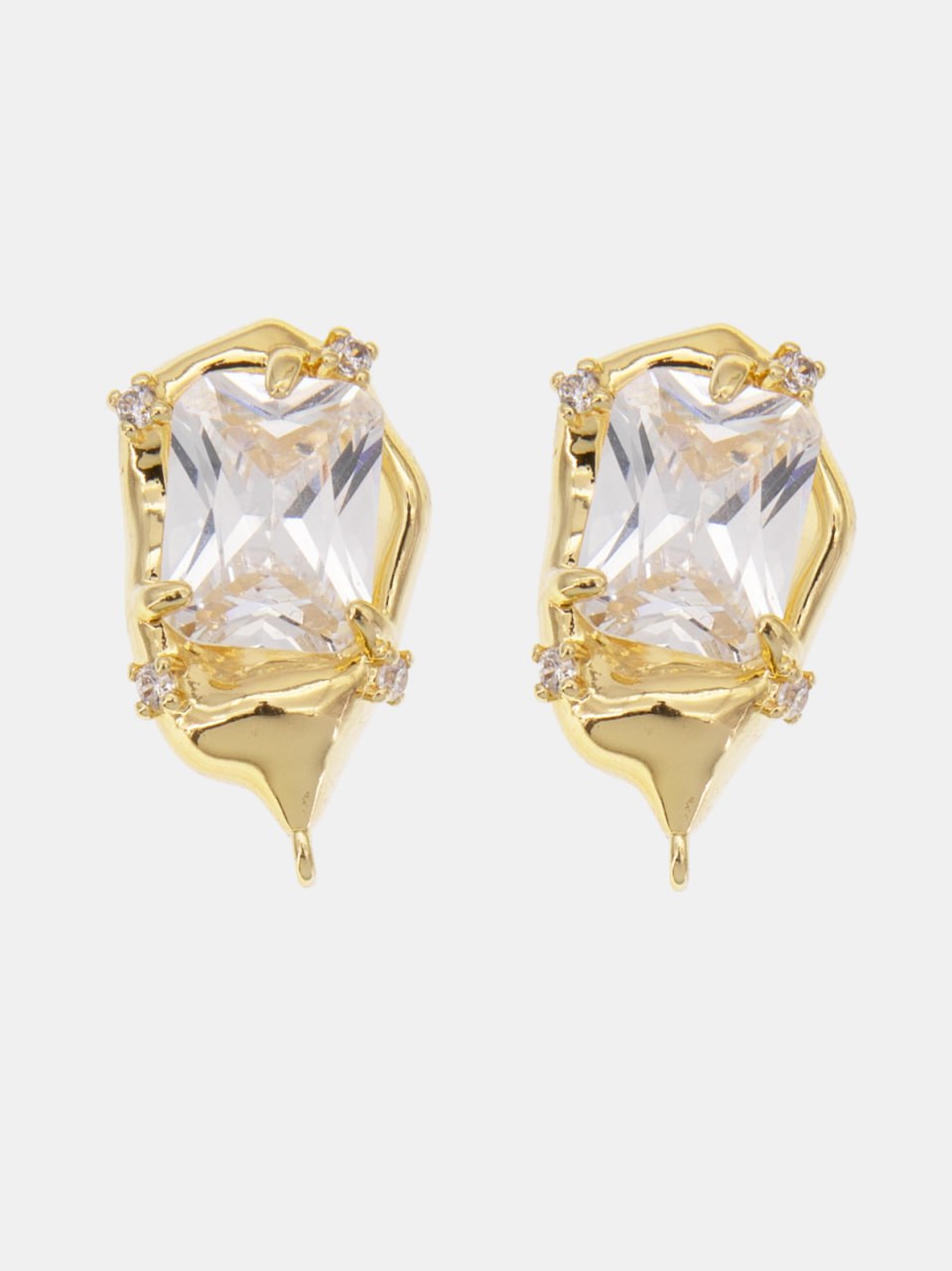 Швензы пусеты овал фианит, позолота, Е809