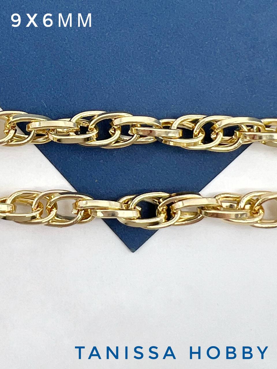 Цепочка кордовая овалы, 9х6мм, позолота, 50см, СН180