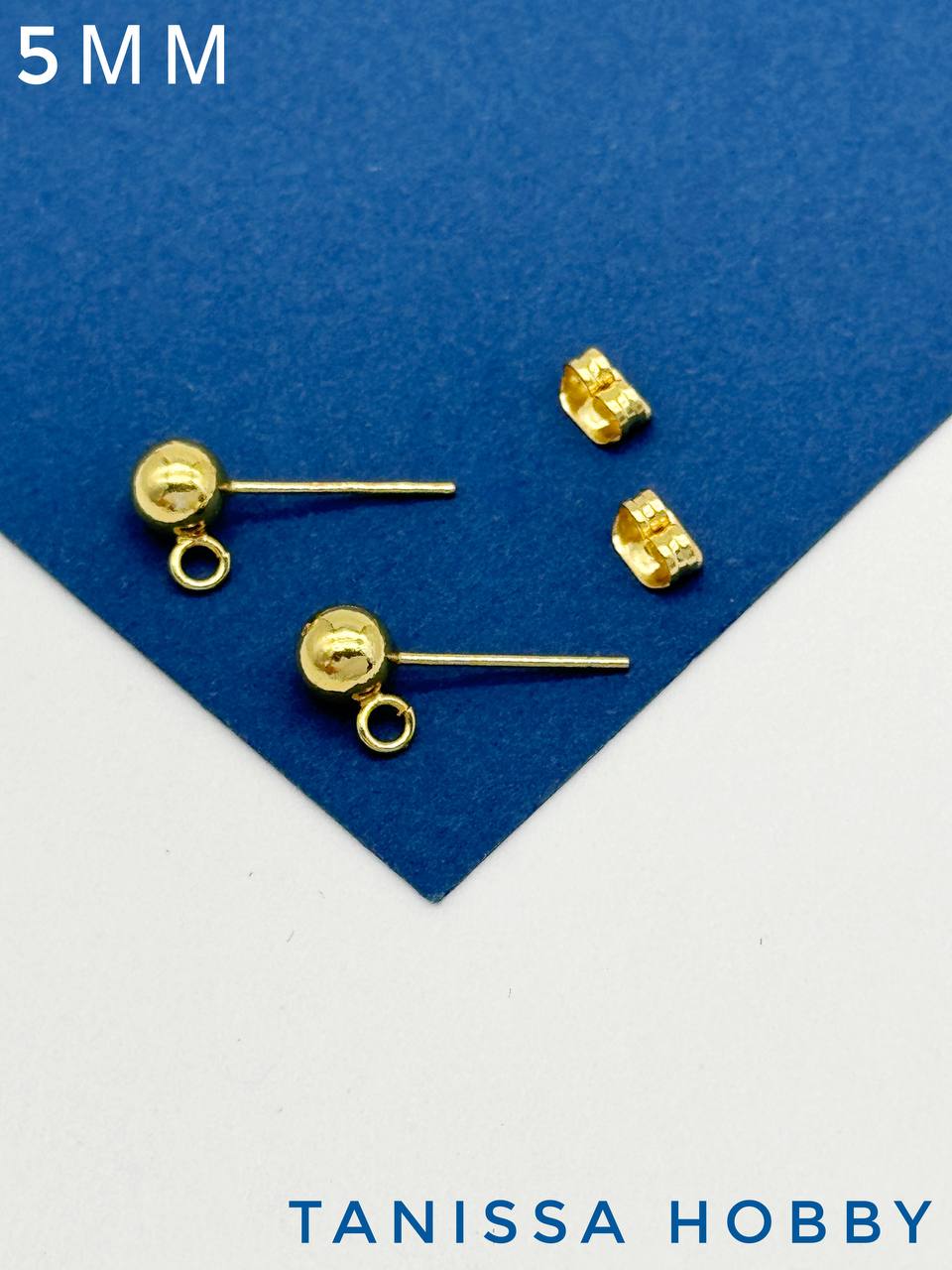 Швензы пусеты шарики Категория В, 5мм, позолота, Е320