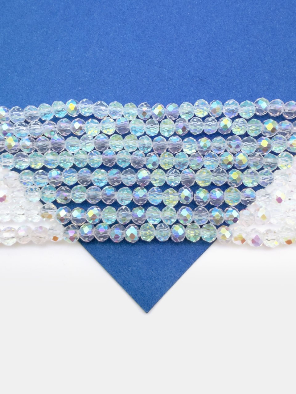 Хрусталь Рондели 4мм, прозрачный ультра АВ, нить, Х526