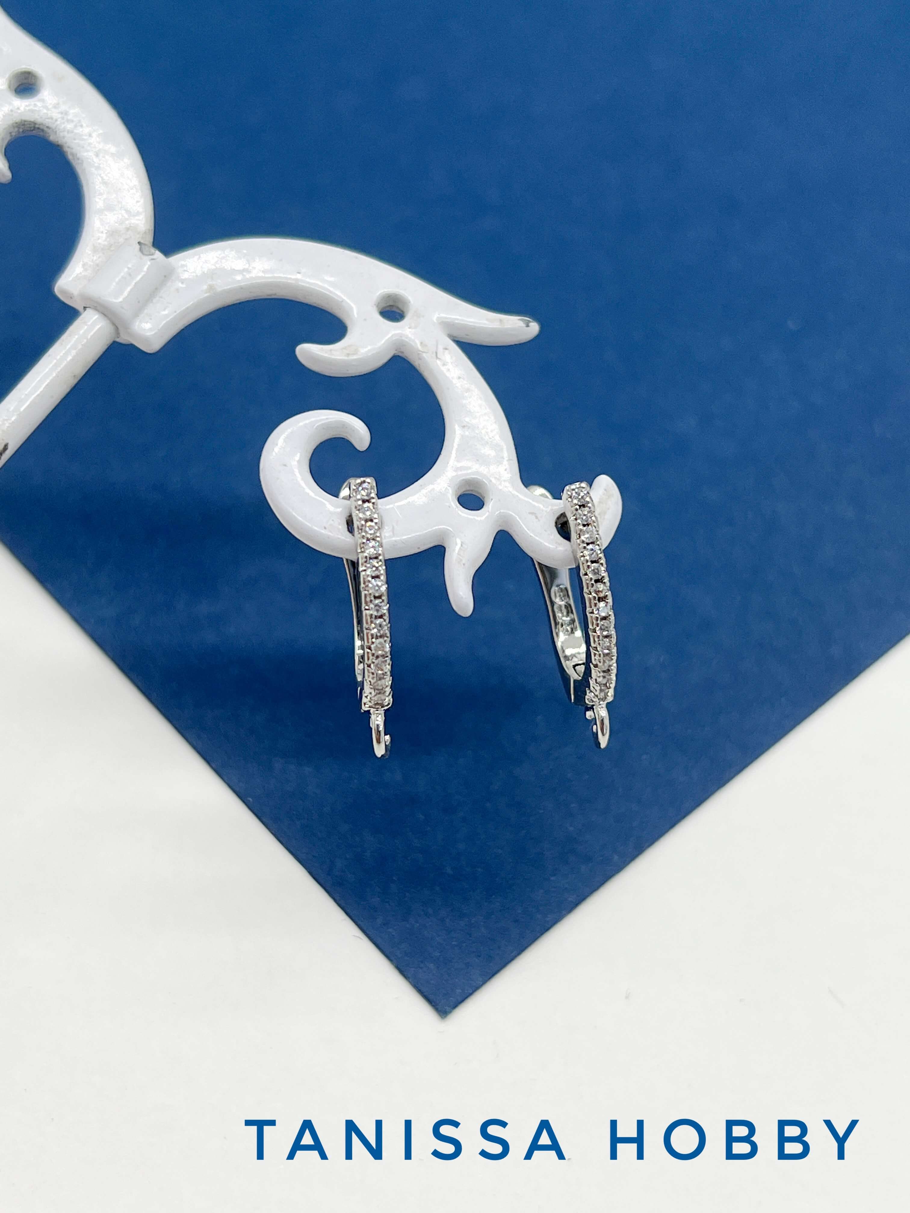 Швензы с фианитами английский замок, родий, 129