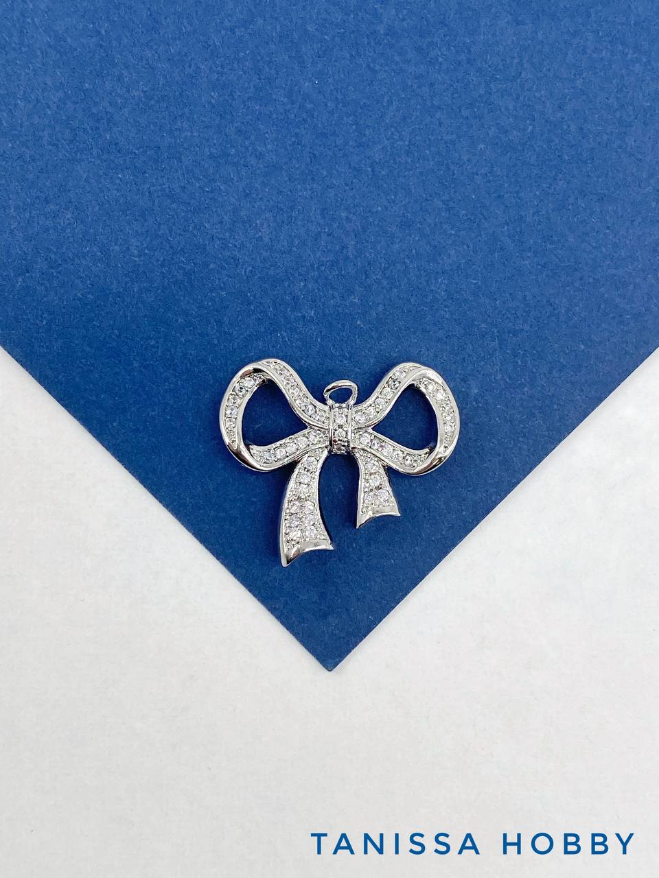 Подвеска коннектор бантик, родий, С103