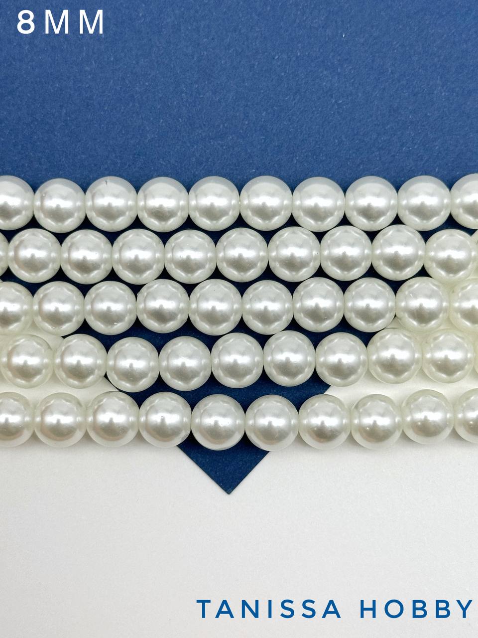 Жемчуг Майорка, круглый белый, 8мм, нить, МА011