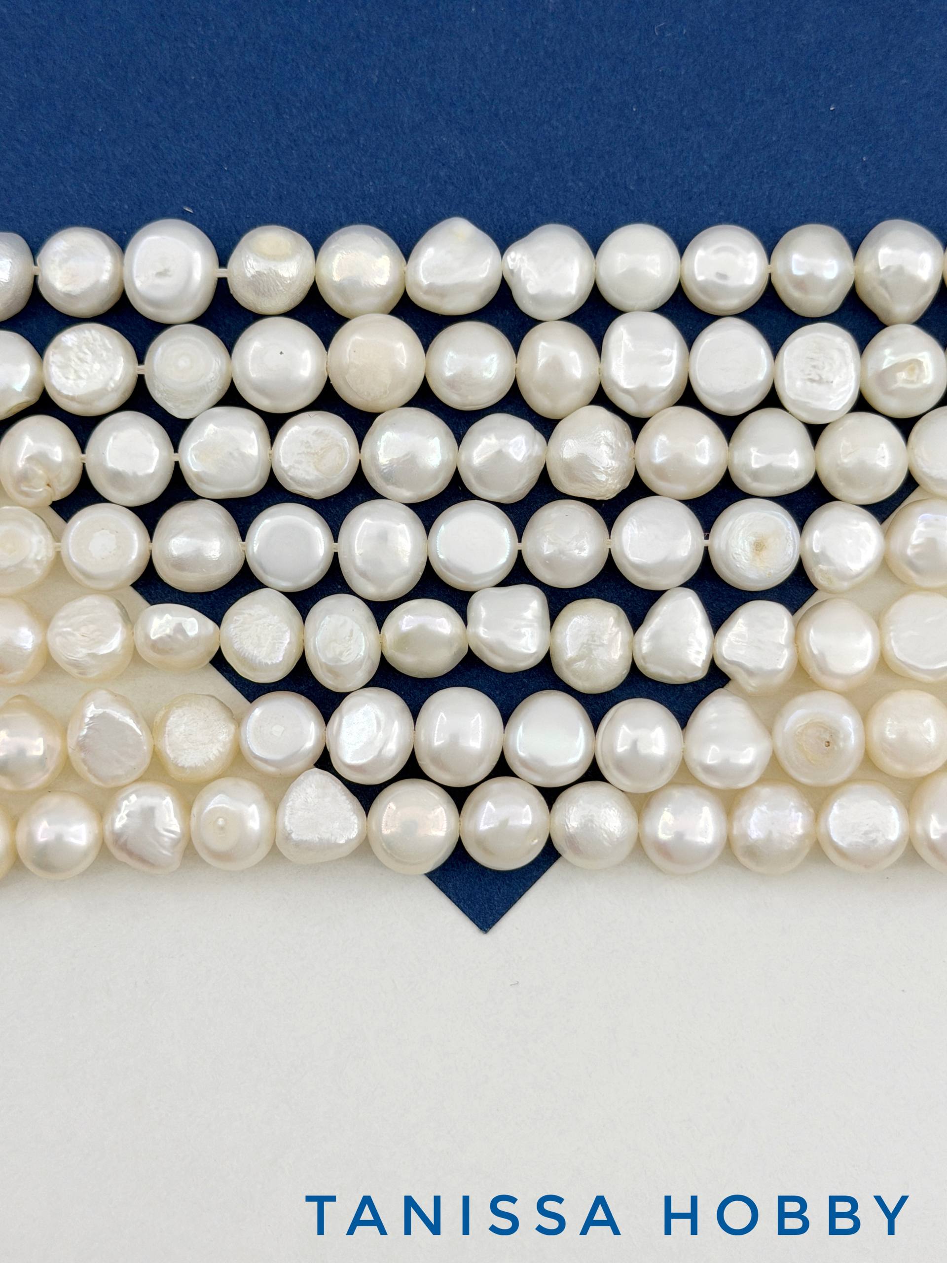 Жемчуг барочный круглый, полусфера (культивированный), 8мм, А-, нить, Ж043