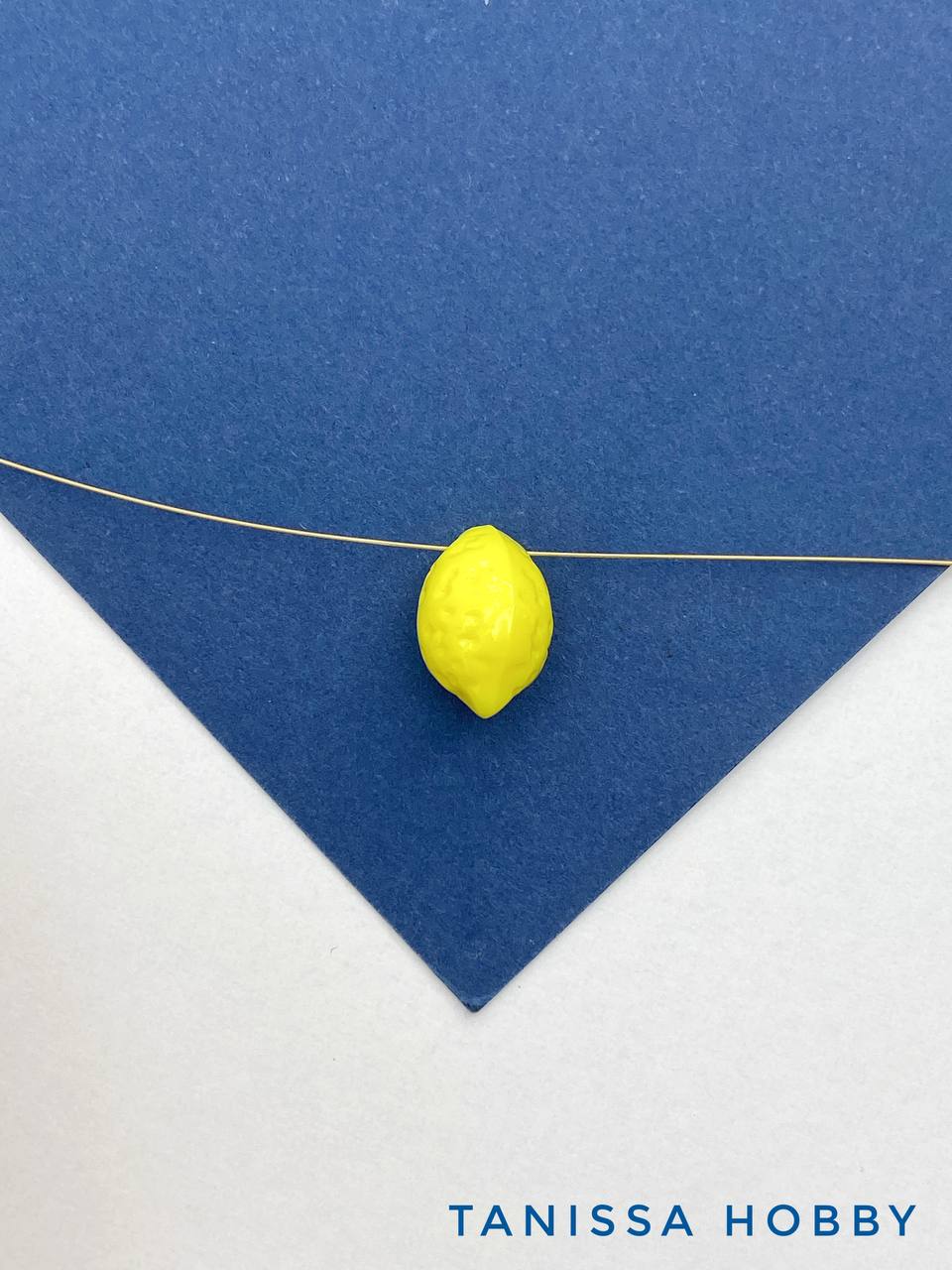 Подвеска бусина лимон, желтый, 14мм, пластик, П284