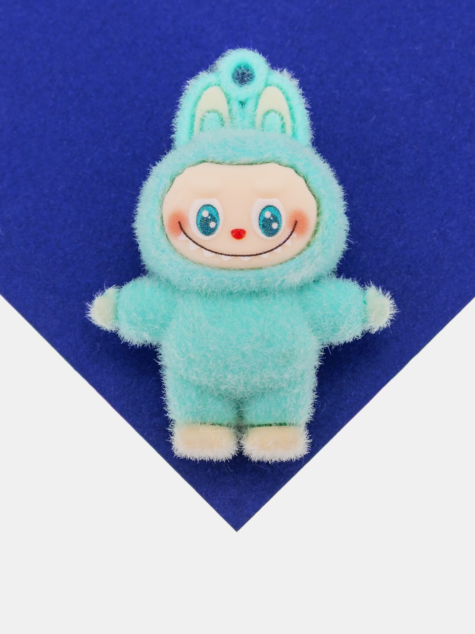 Подвеска плюшевая игрушка зайчик, 42х36мм, бирюзовый, пластик, П319