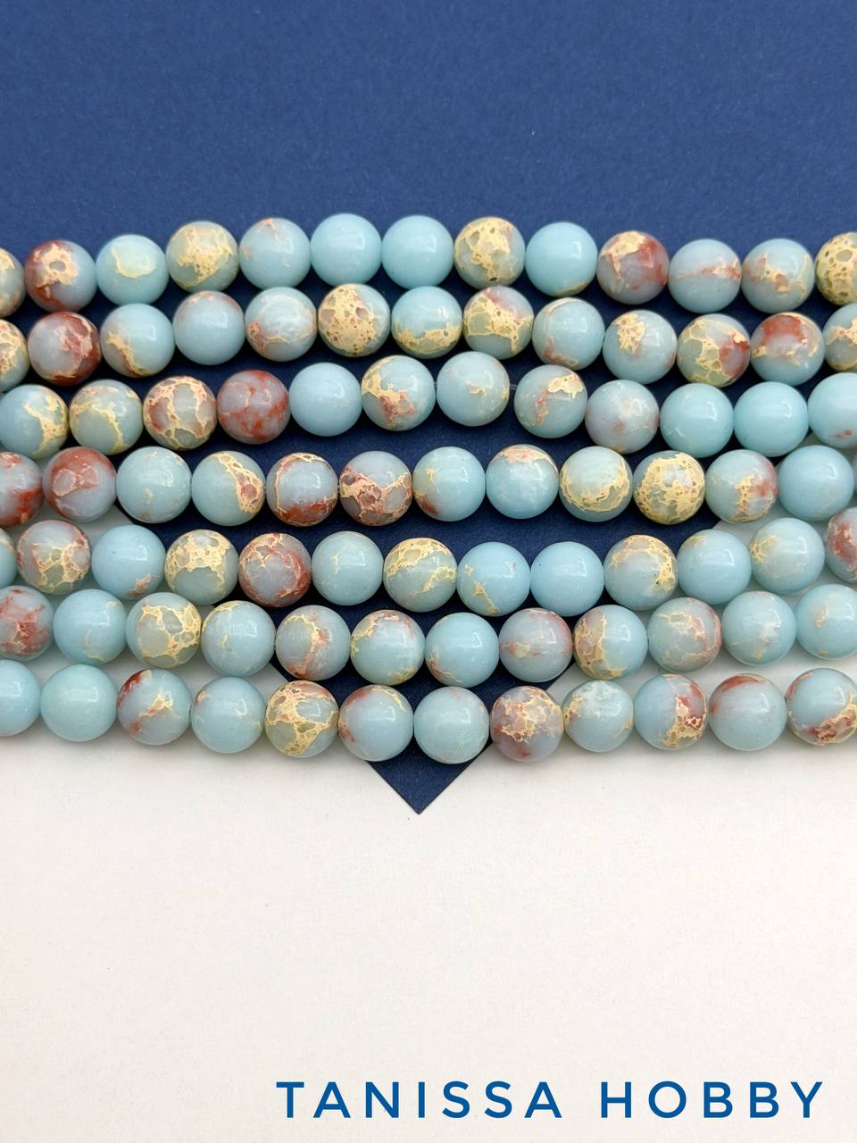 Мятная яшма, варисцит имитация, бусины круглые 8мм, нить, Б370