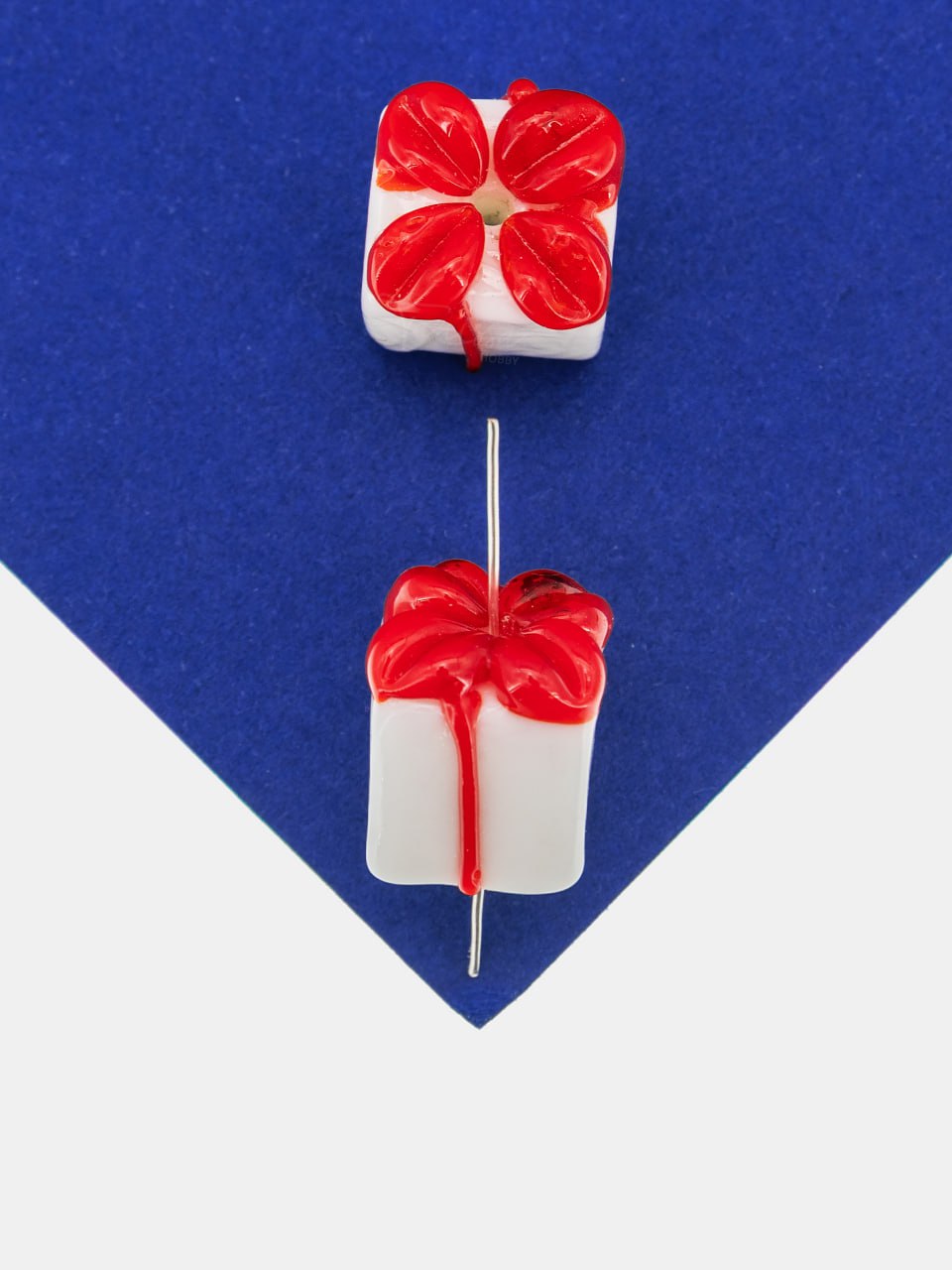 Бусина подарок белый, лэмпворк, 15мм, штука, Х284