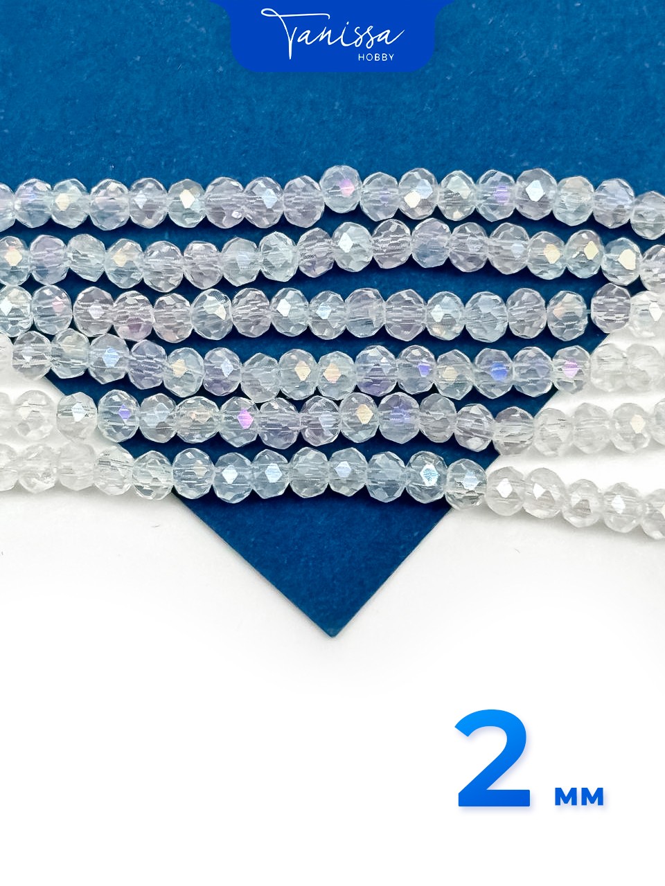 Хрусталь Рондели 2мм прозрачный АВ, нить. Х018