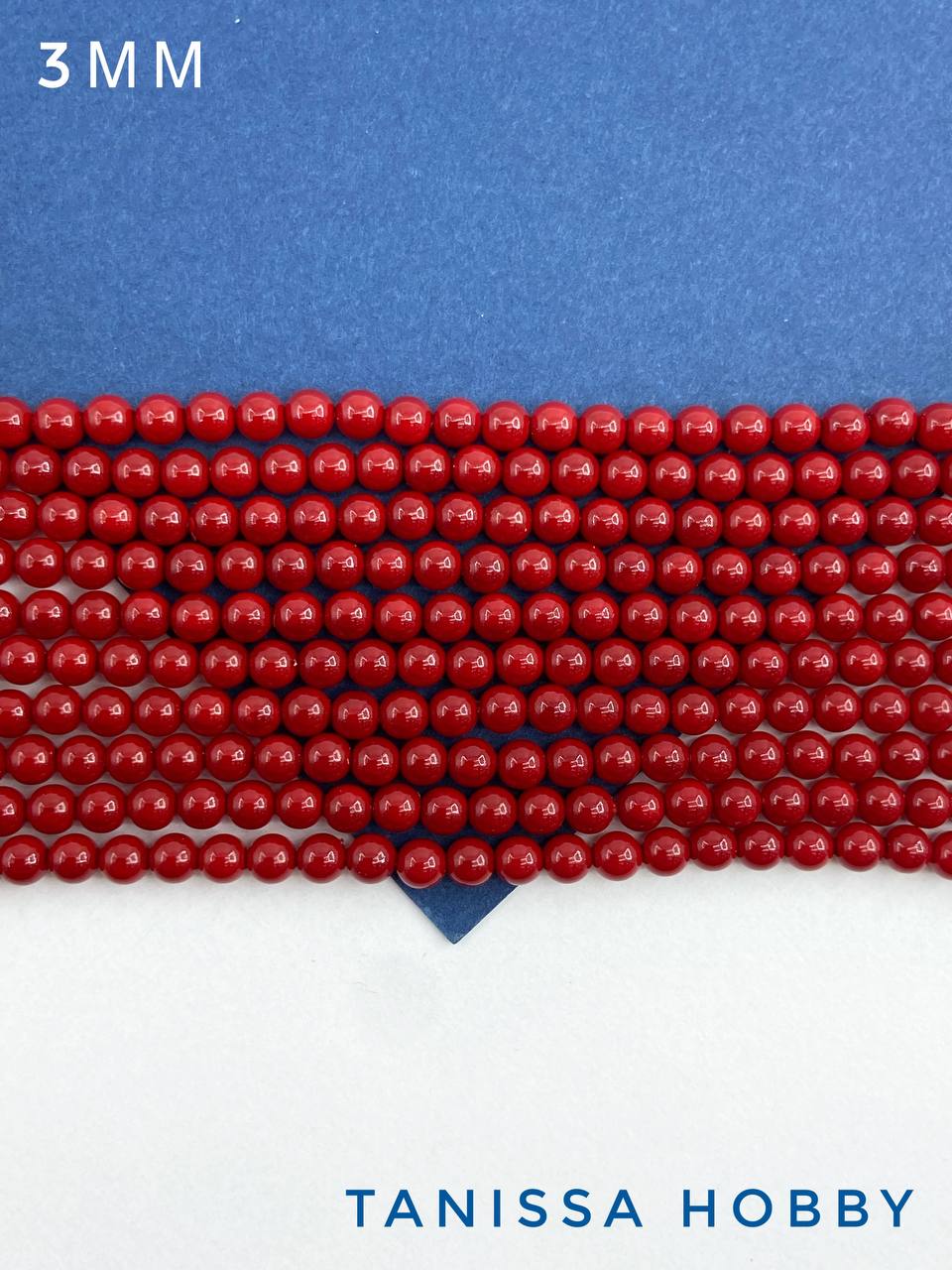 Жемчуг Майорка, круглый, 3мм, красный, нить, МА245