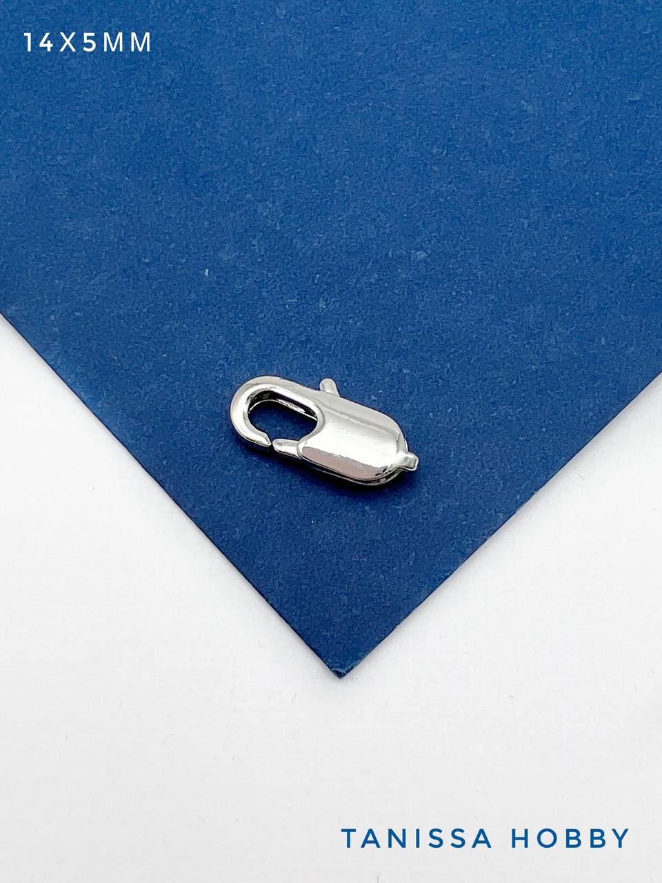 Карабин лобстер, 14х5мм, родий, Р114