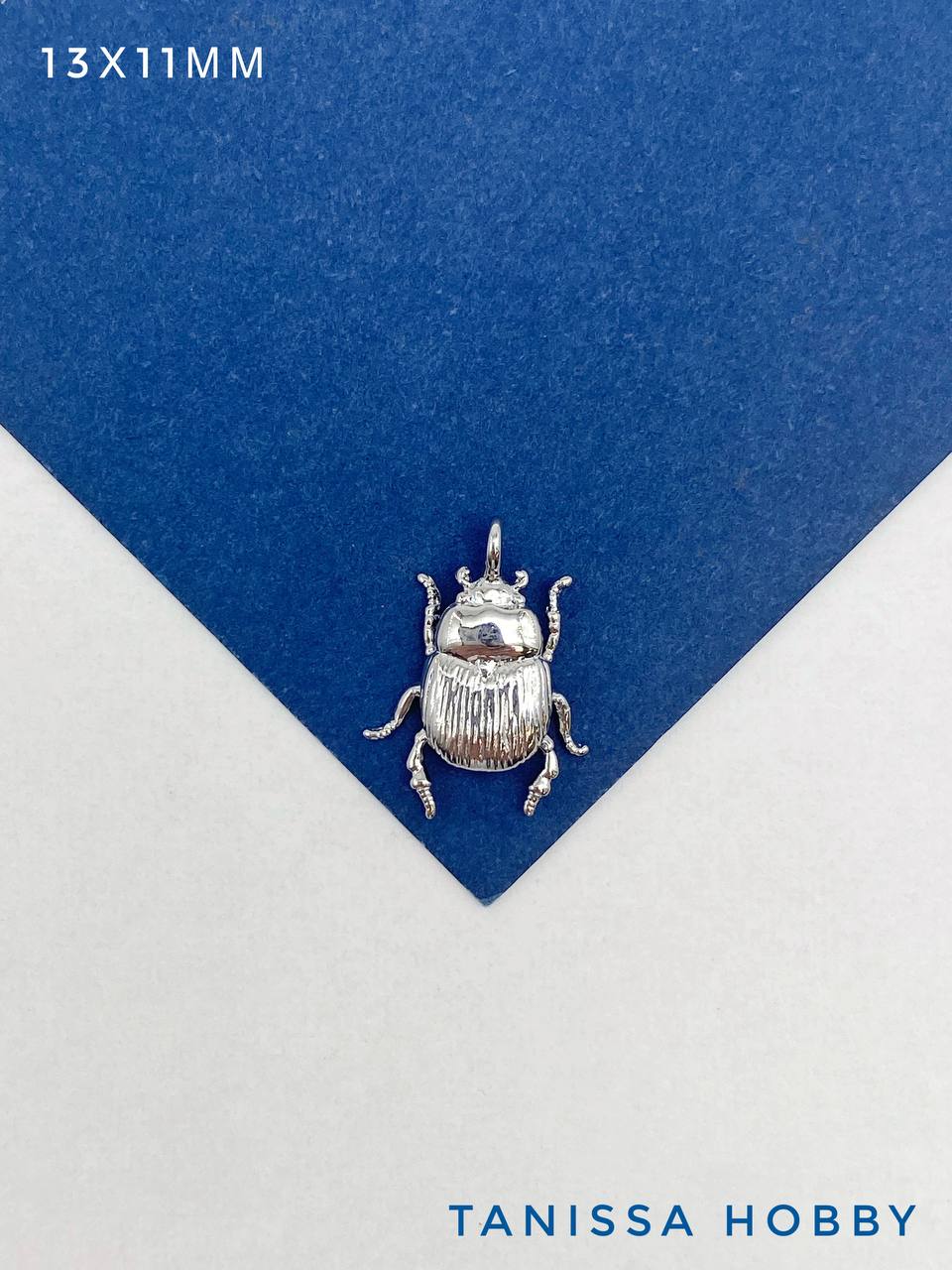 Подвеска жук скарабей 13х11мм, родий, Ю826