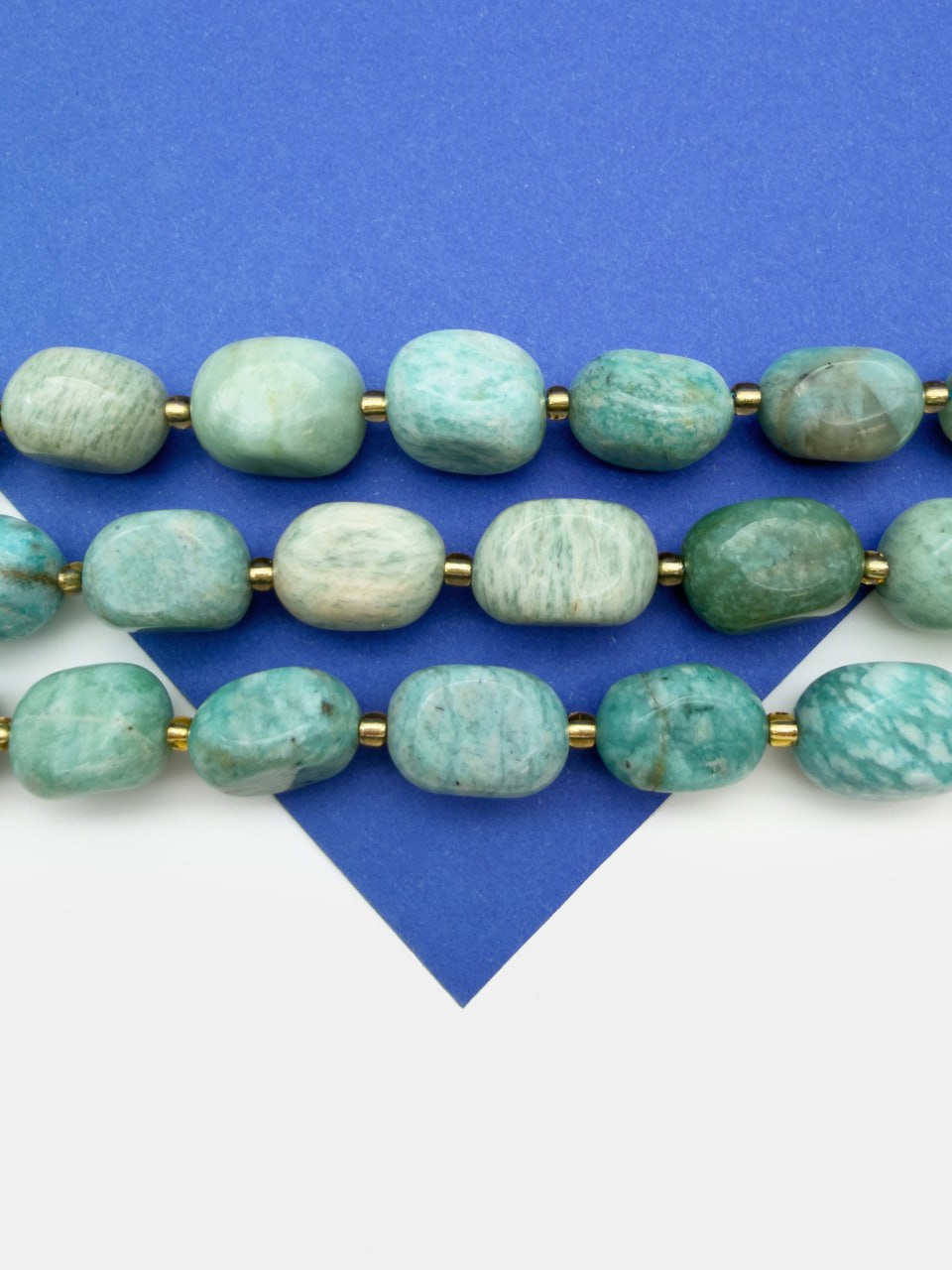 Амазонит, галтовка, 13-16мм, 1/2 нити (19см), Б186