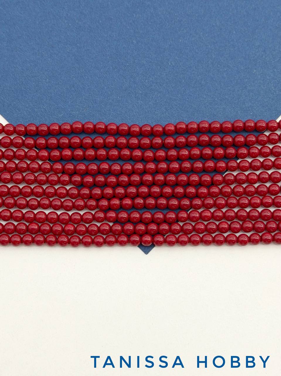 Жемчуг Майорка, круглый, 3мм, красный вишневый, нить, МА302