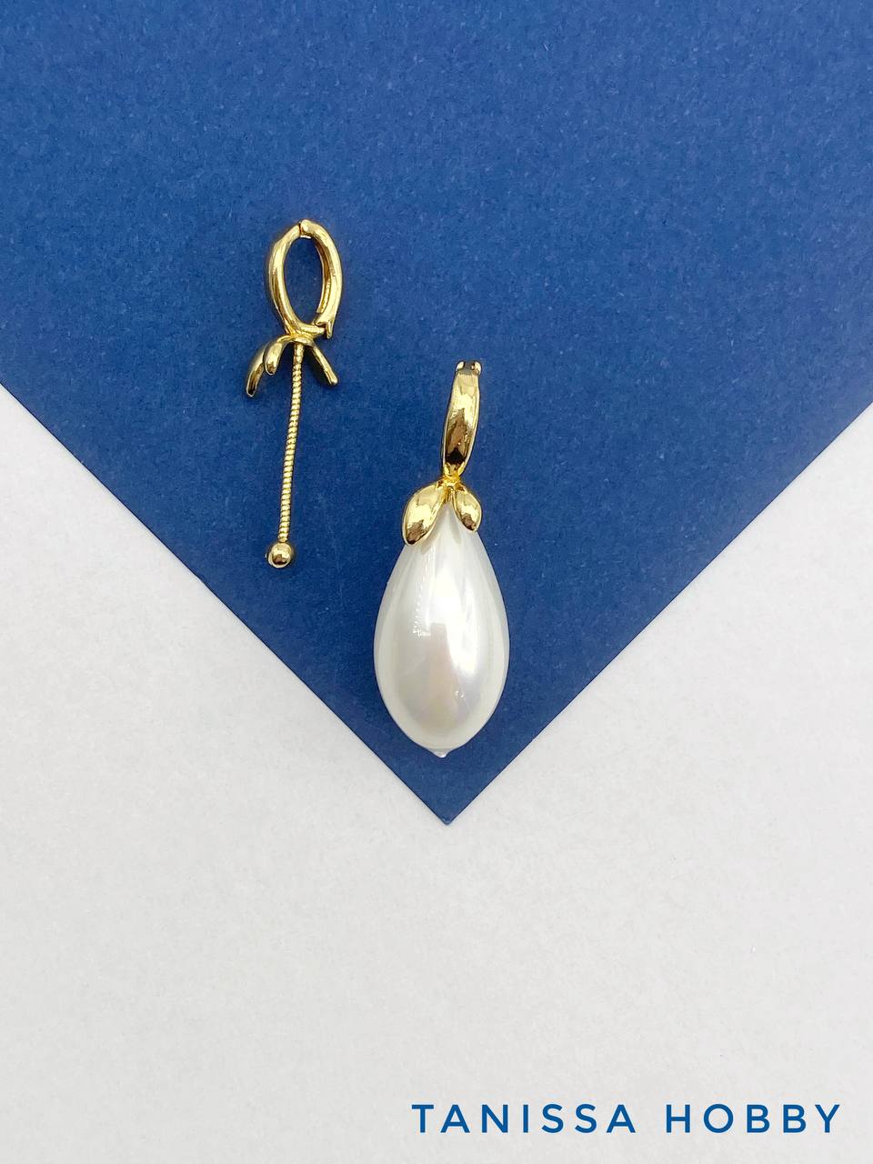 Бейл разъемный для вклейки, листики 10х6мм, позолота, В334