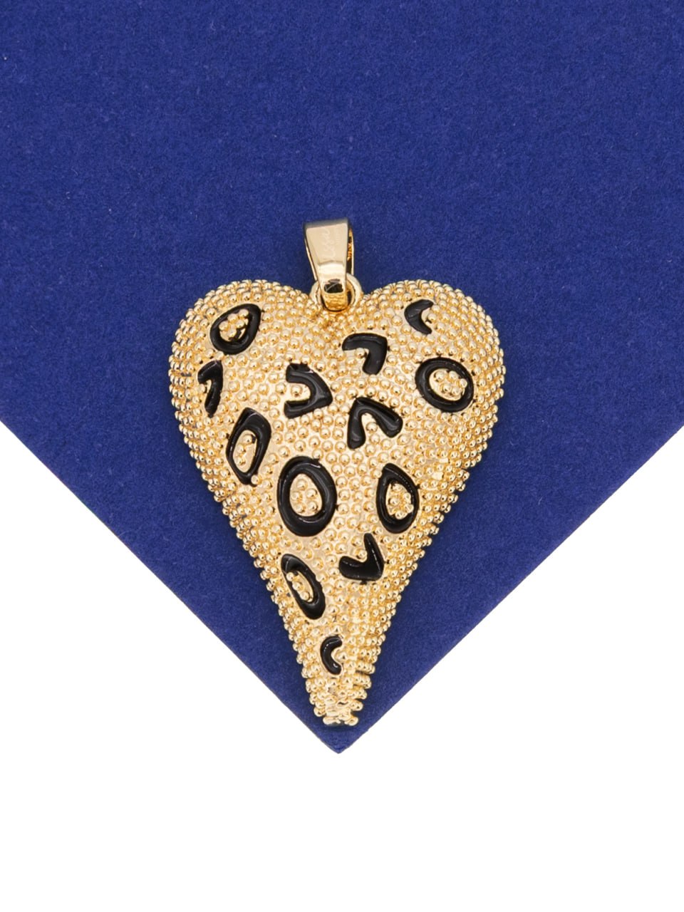 Подвеска сердце леопард с фианитами, 31х23мм, позолота, А936